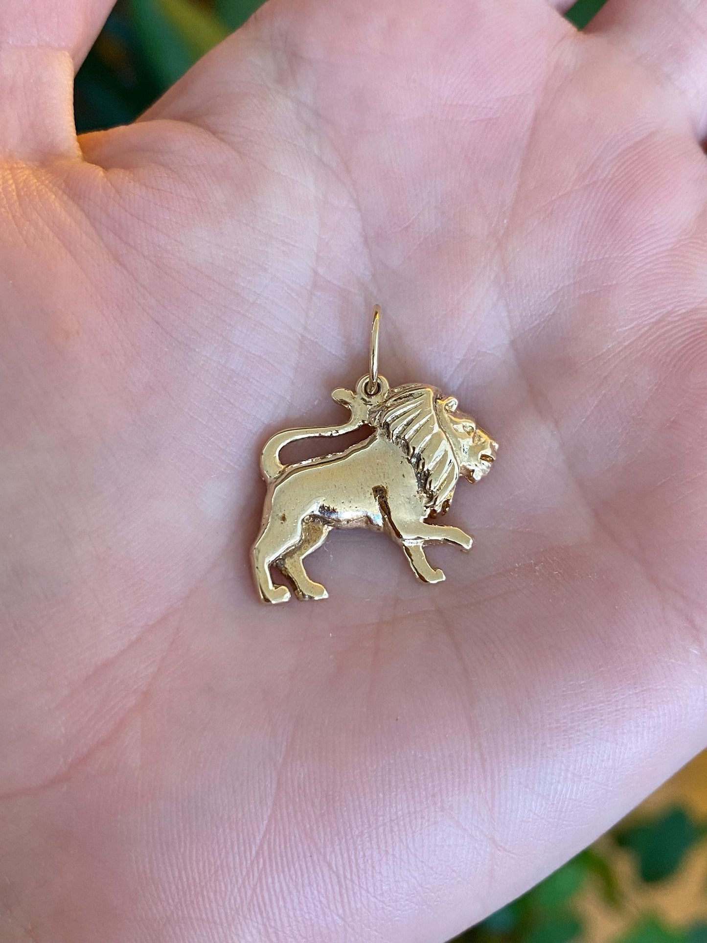 Vintage Solid 14k Yellow Gold Lion Charm