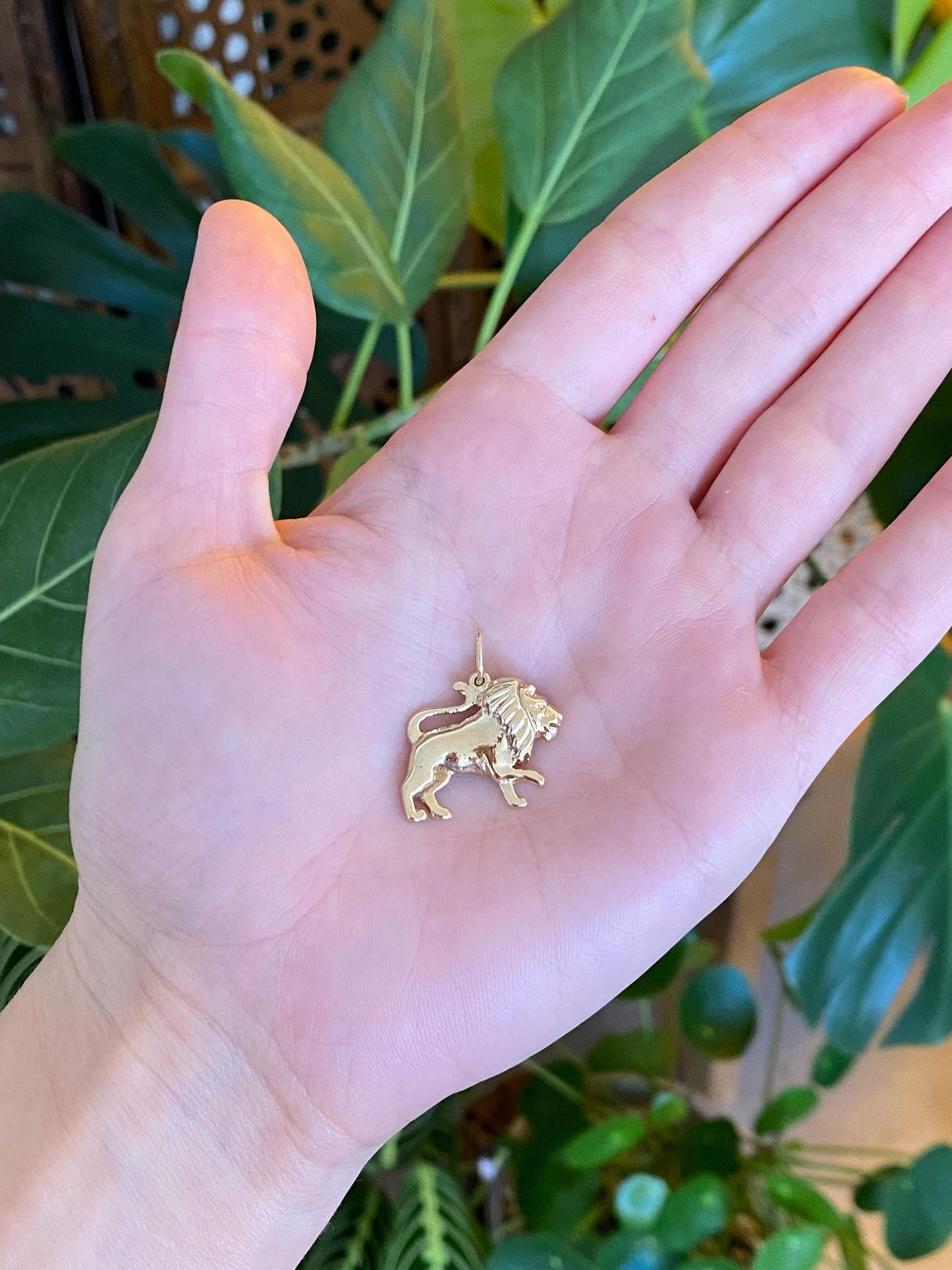 Vintage Solid 14k Yellow Gold Lion Charm