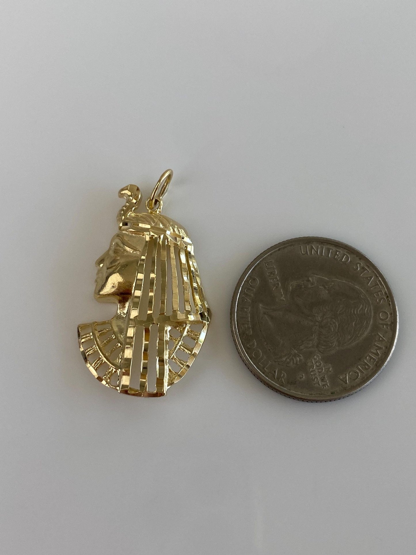 Vintage Solid 14k Yellow Gold Diamond Cut Egyptian Pharoah Charm