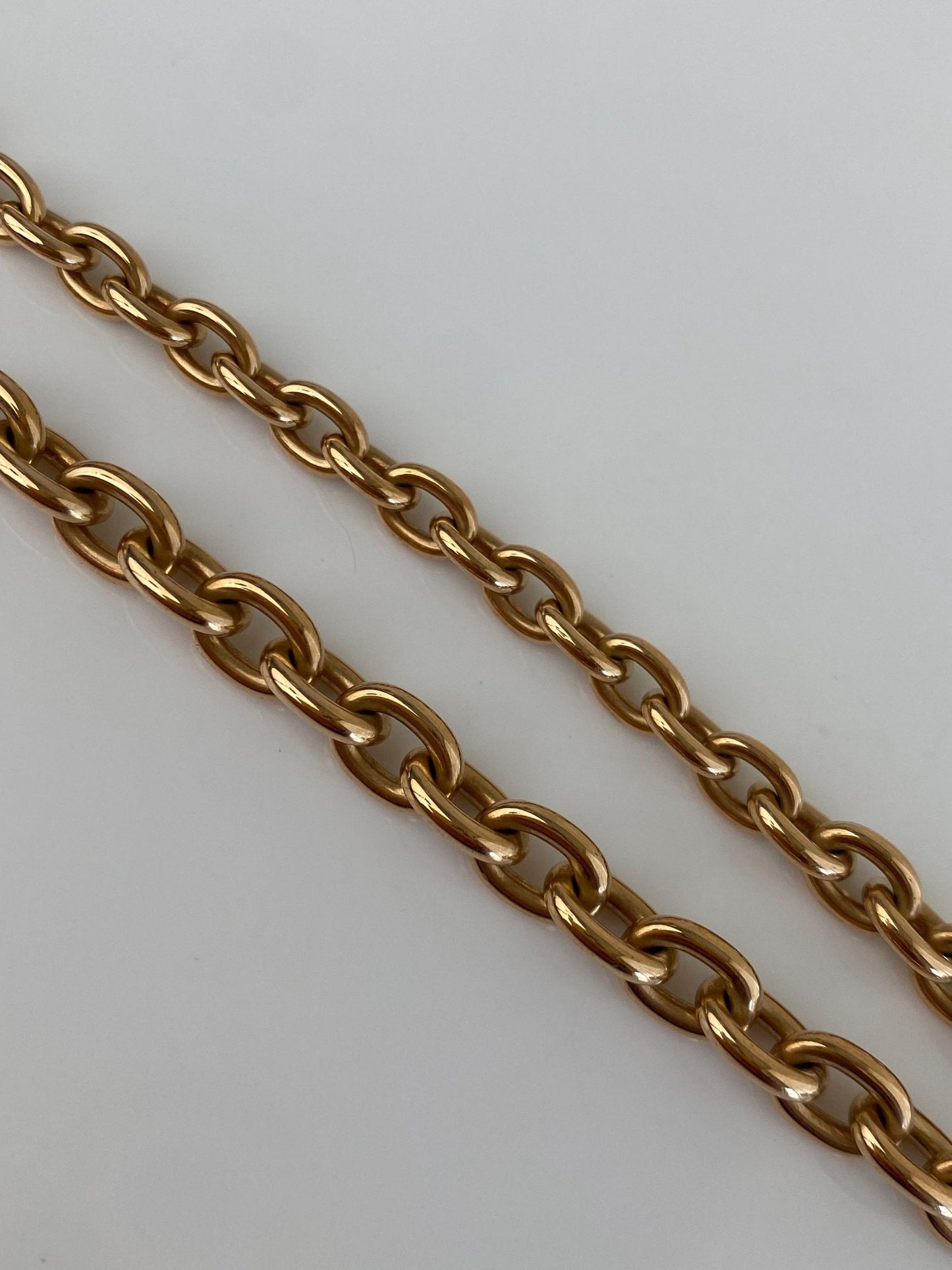 Vintage Solid 14k Rosey Gold Graduated Cable Pocket Watch Chain - 12 inches