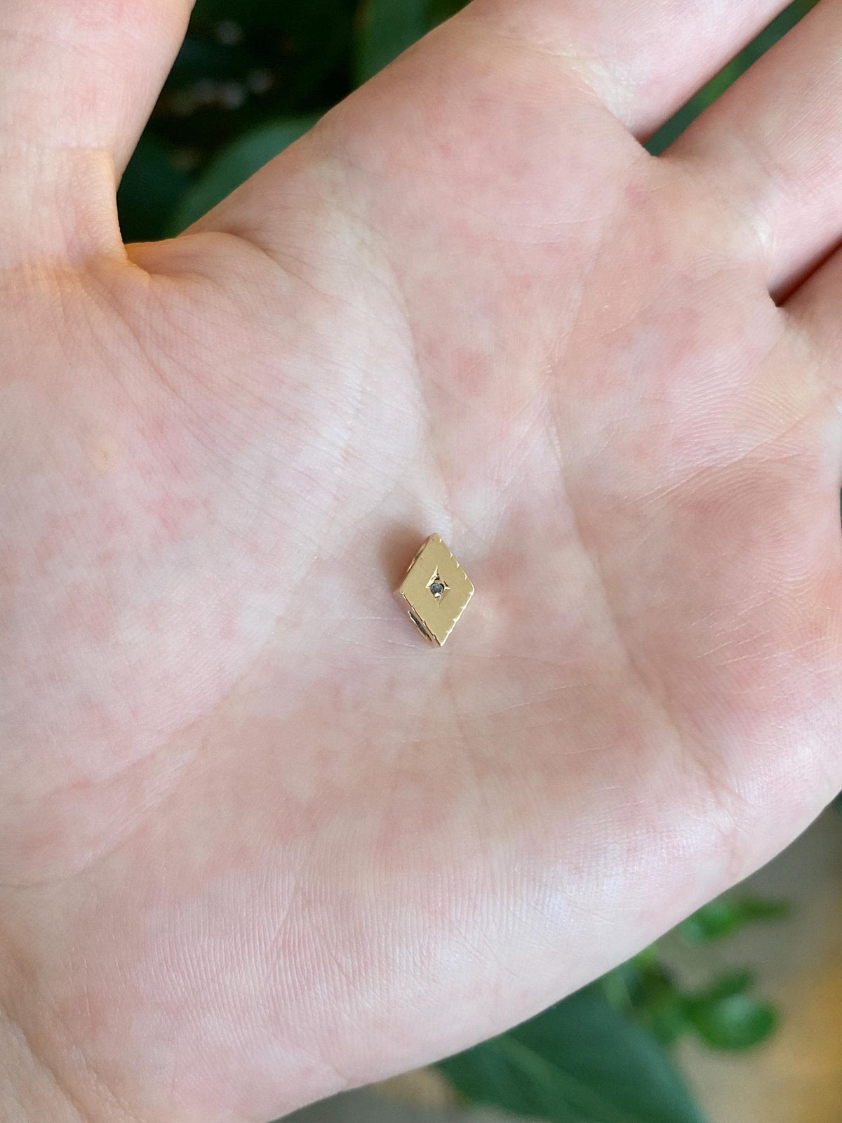 Vintage Solid 10k Yellow Gold Diamond Slide Charm
