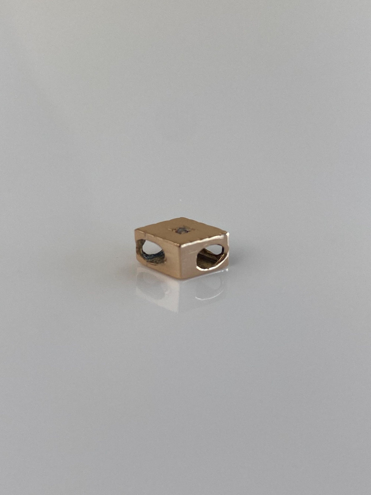 Vintage Solid 10k Yellow Gold Diamond Slide Charm