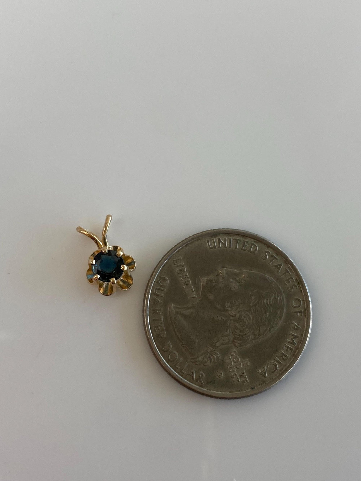 Vintage Solid 14k Yellow Gold Blue Sapphire Charm