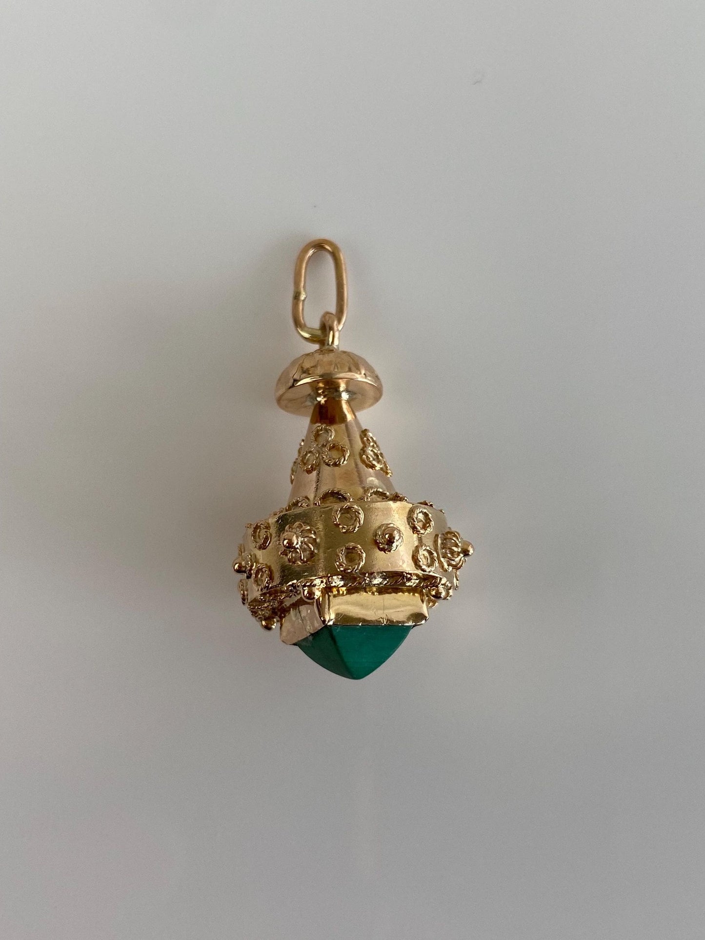 Vintage 18k Yellow Gold Malachite Fob Charm