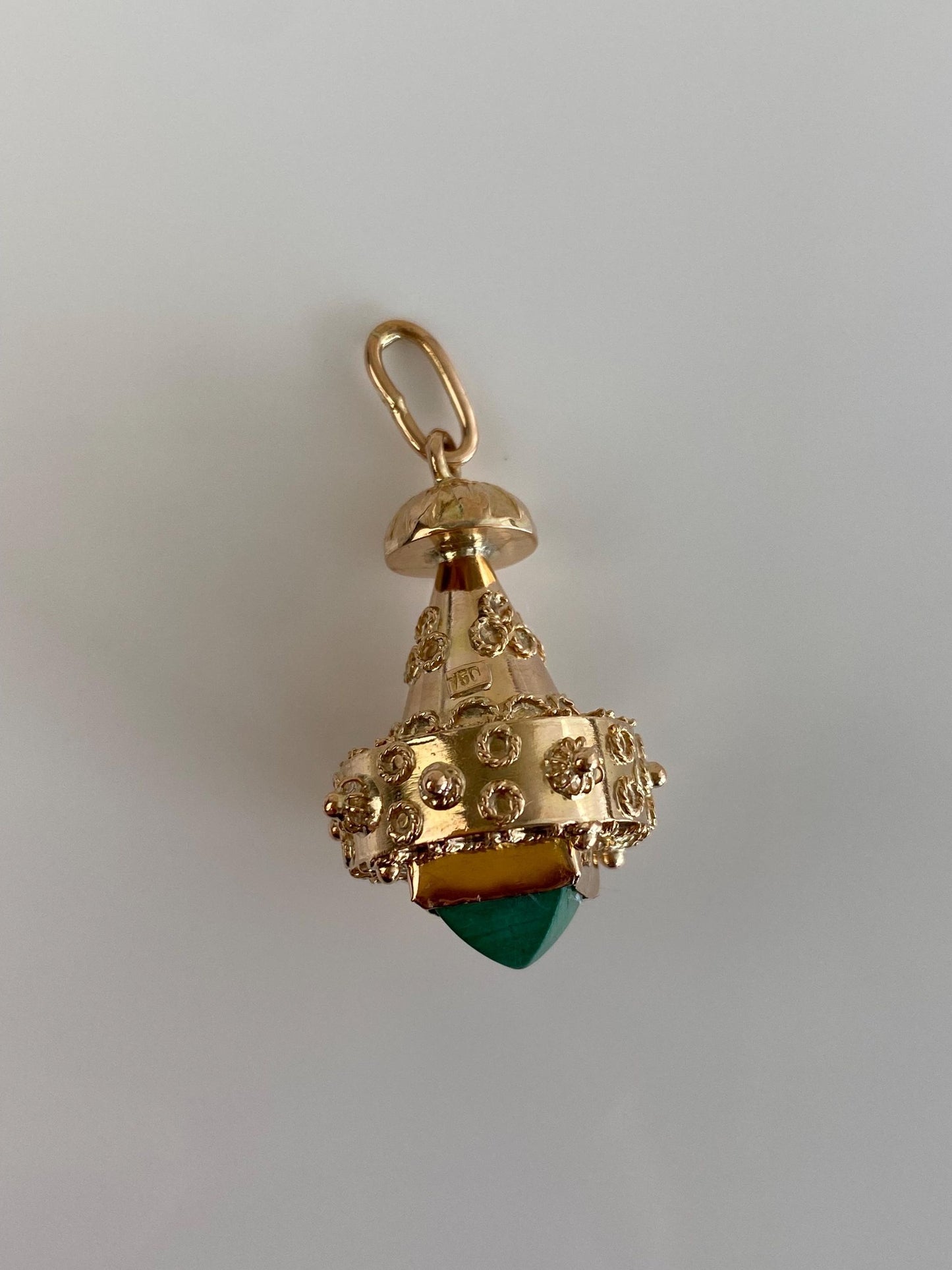 Vintage 18k Yellow Gold Malachite Fob Charm