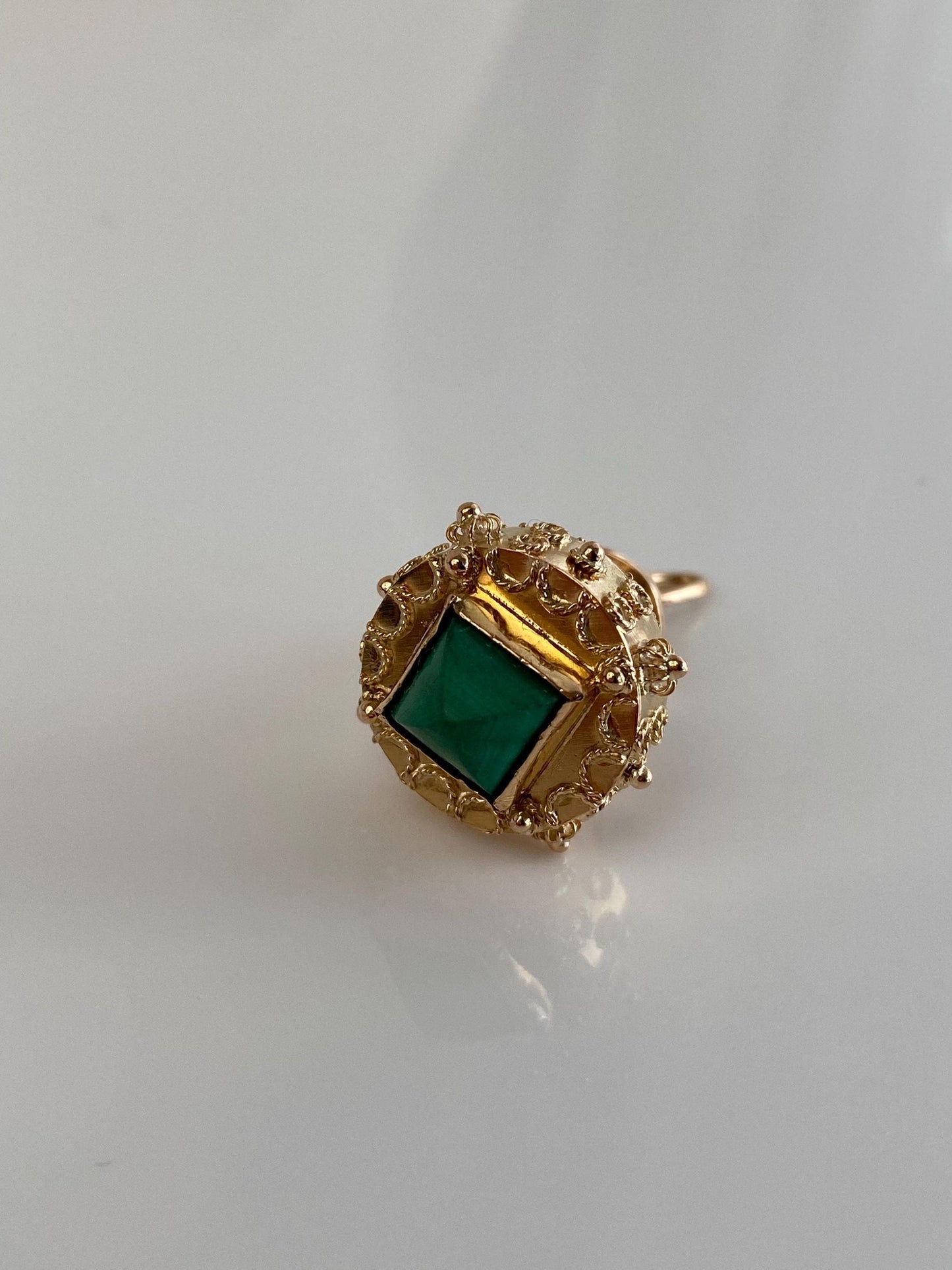 Vintage 18k Yellow Gold Malachite Fob Charm