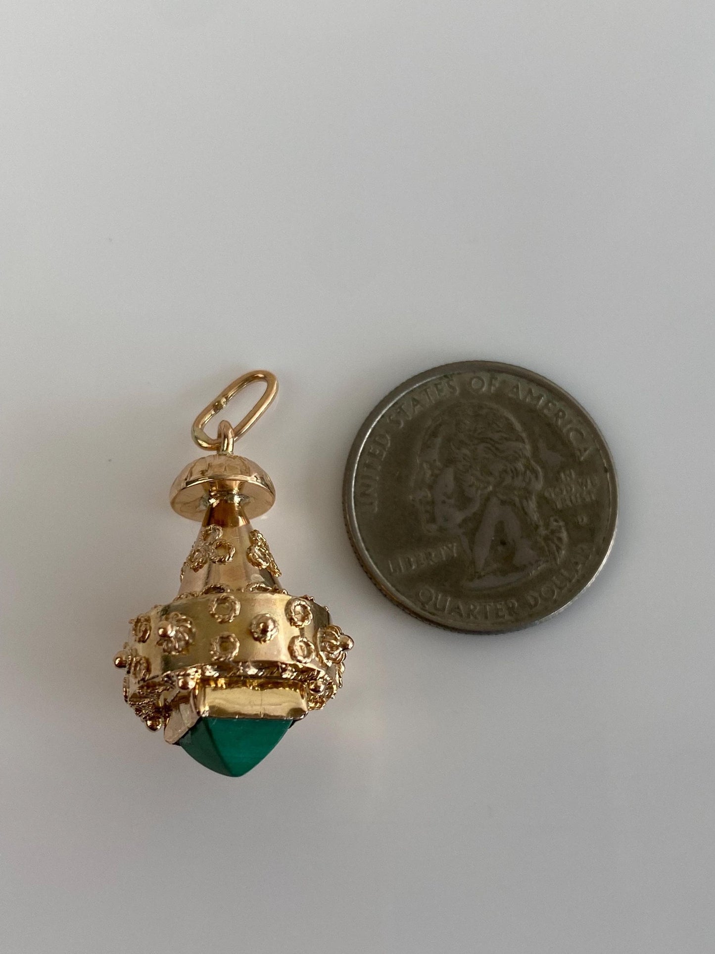 Vintage 18k Yellow Gold Malachite Fob Charm
