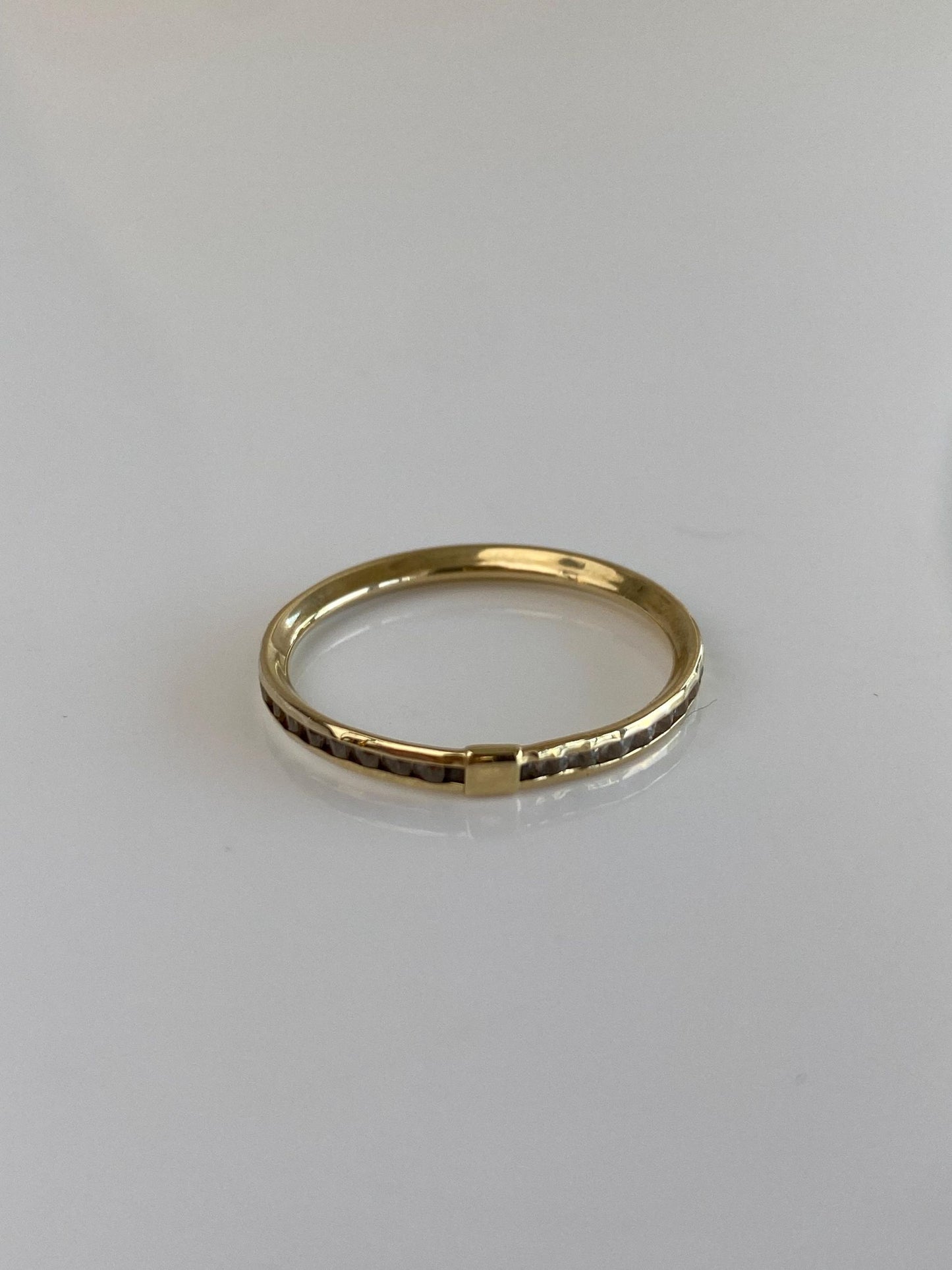 Vintage Solid 14k Yellow Gold Clear Cubic Zirconia Slim Ring Band - Size 9
