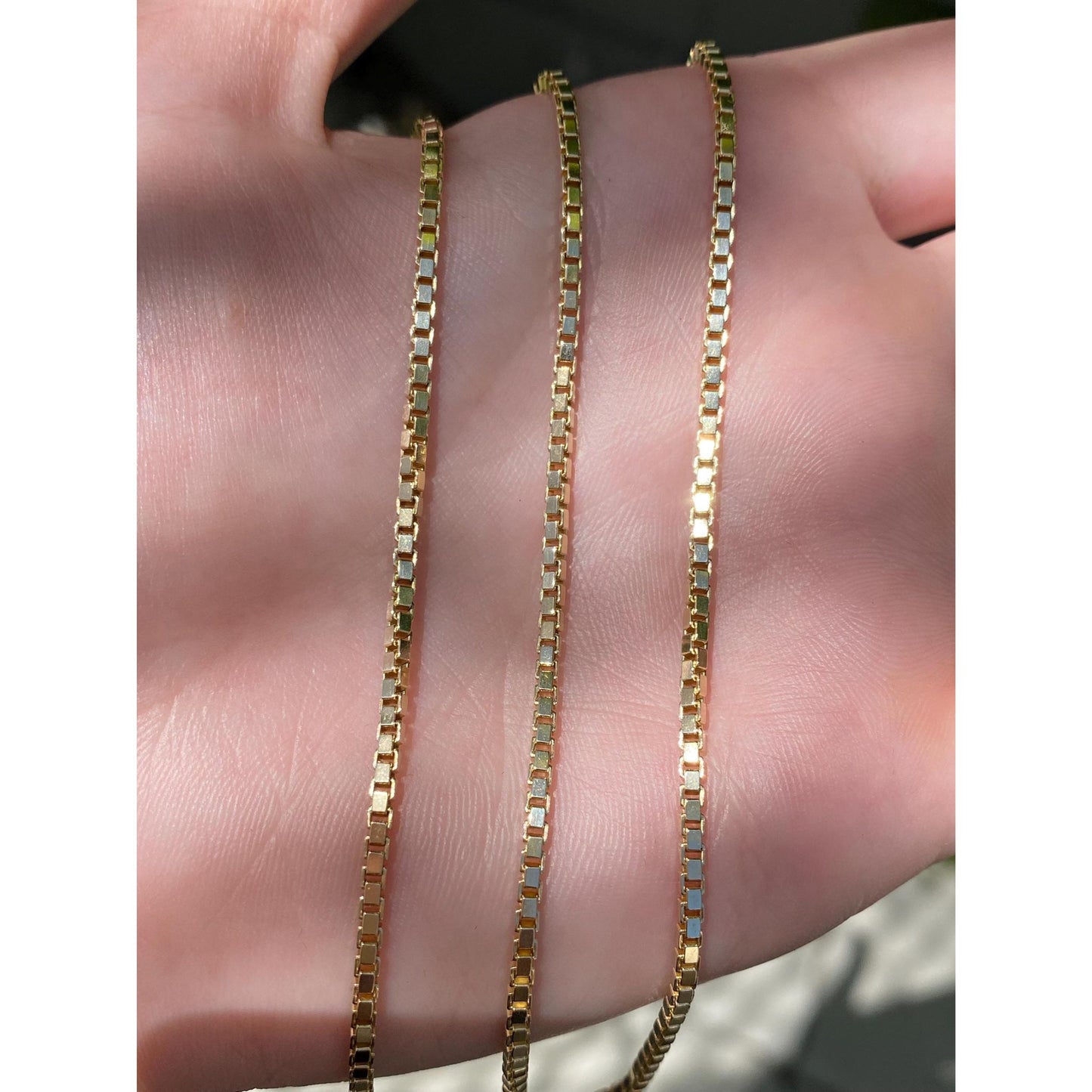 Vintage Solid 14k Yellow Gold Chunky Box Chain Necklace - 20.25 inches