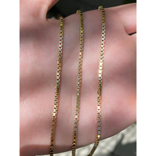 Vintage Solid 14k Yellow Gold Chunky Box Chain Necklace - 20.25 inches