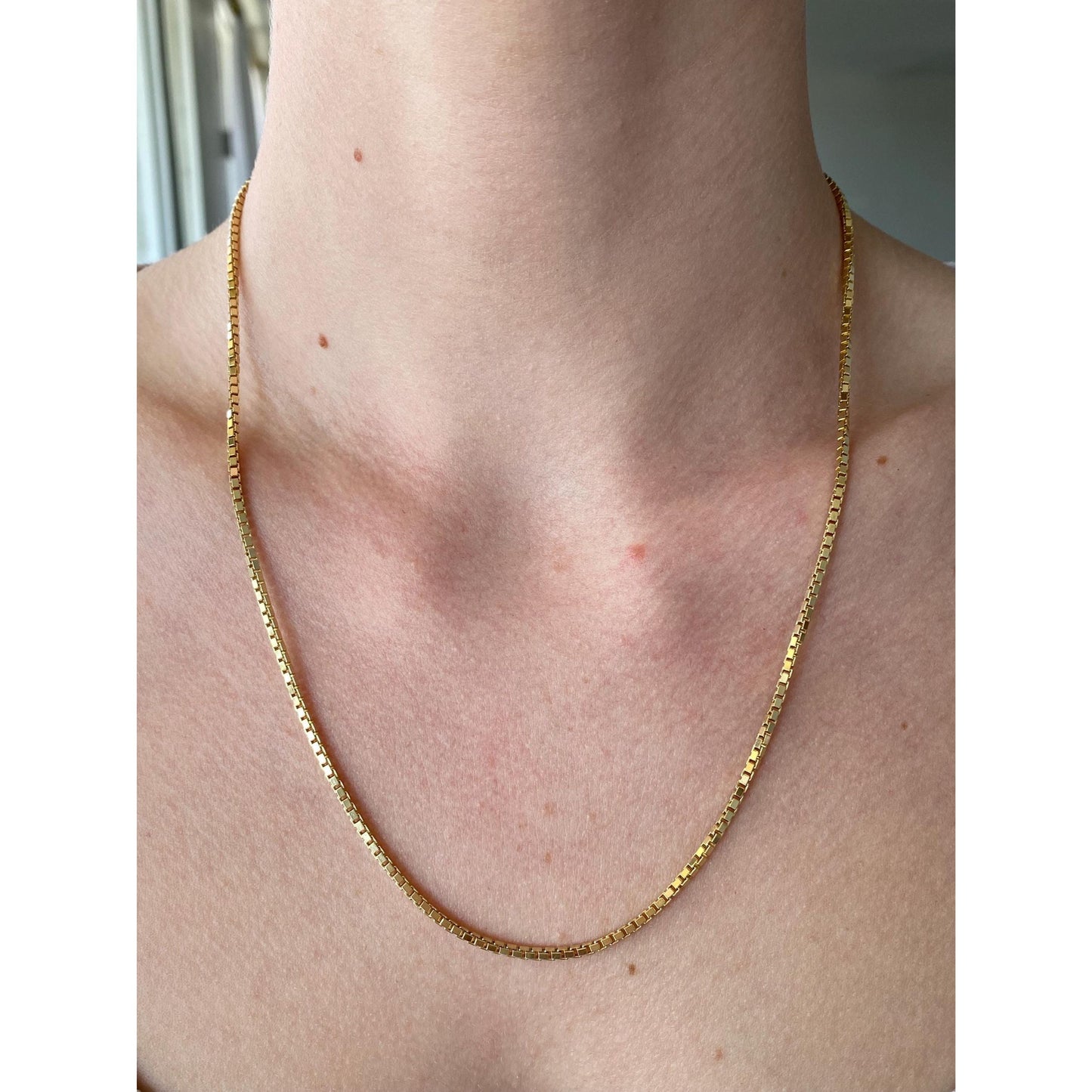 Vintage Solid 14k Yellow Gold Chunky Box Chain Necklace - 20.25 inches