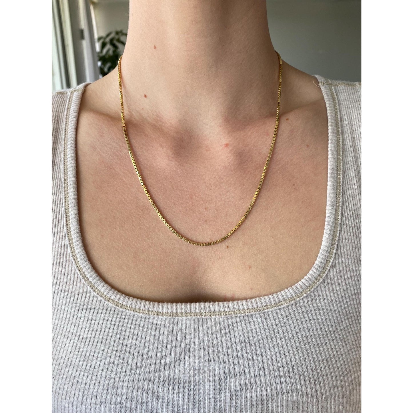 Vintage Solid 14k Yellow Gold Chunky Box Chain Necklace - 20.25 inches