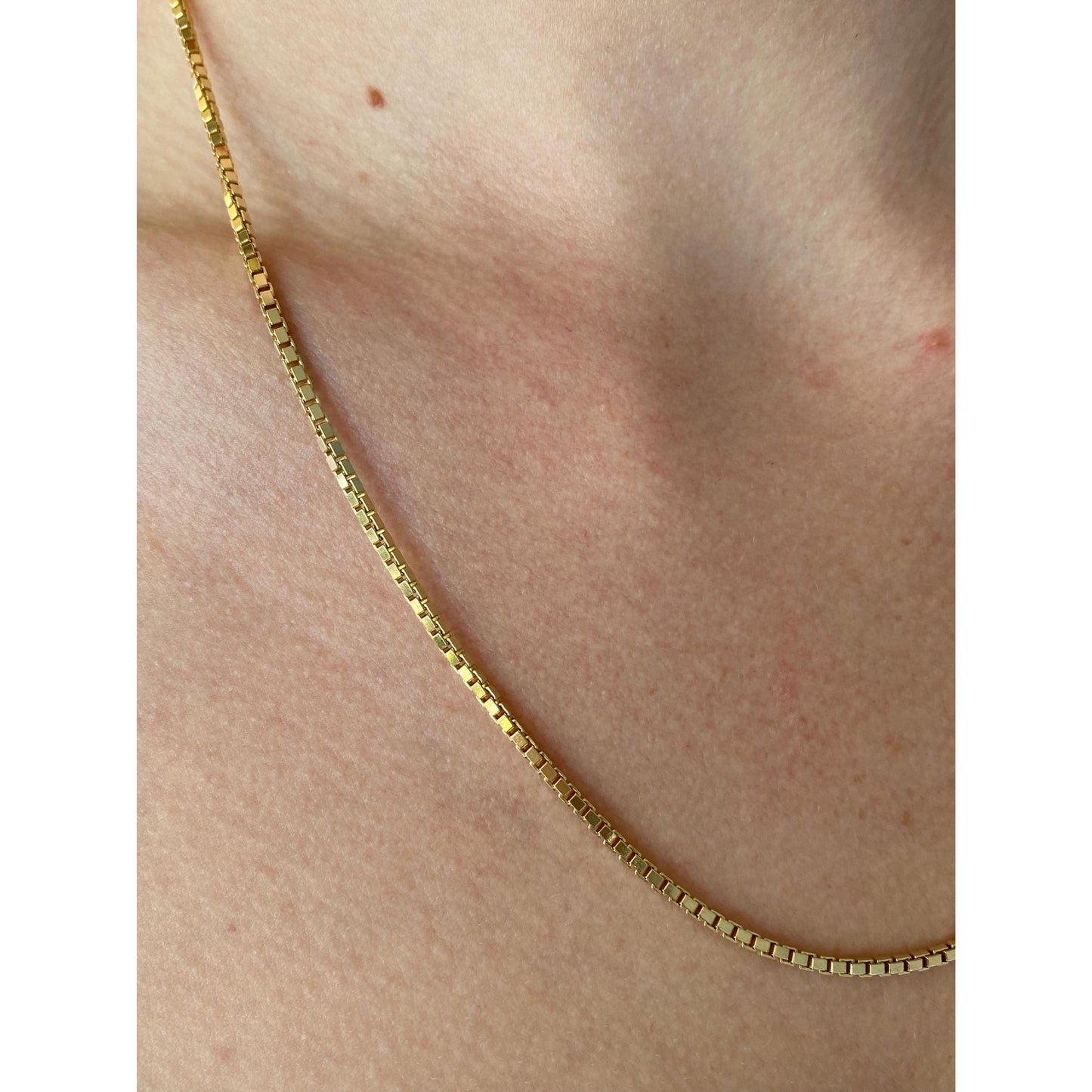 Vintage Solid 14k Yellow Gold Chunky Box Chain Necklace - 20.25 inches