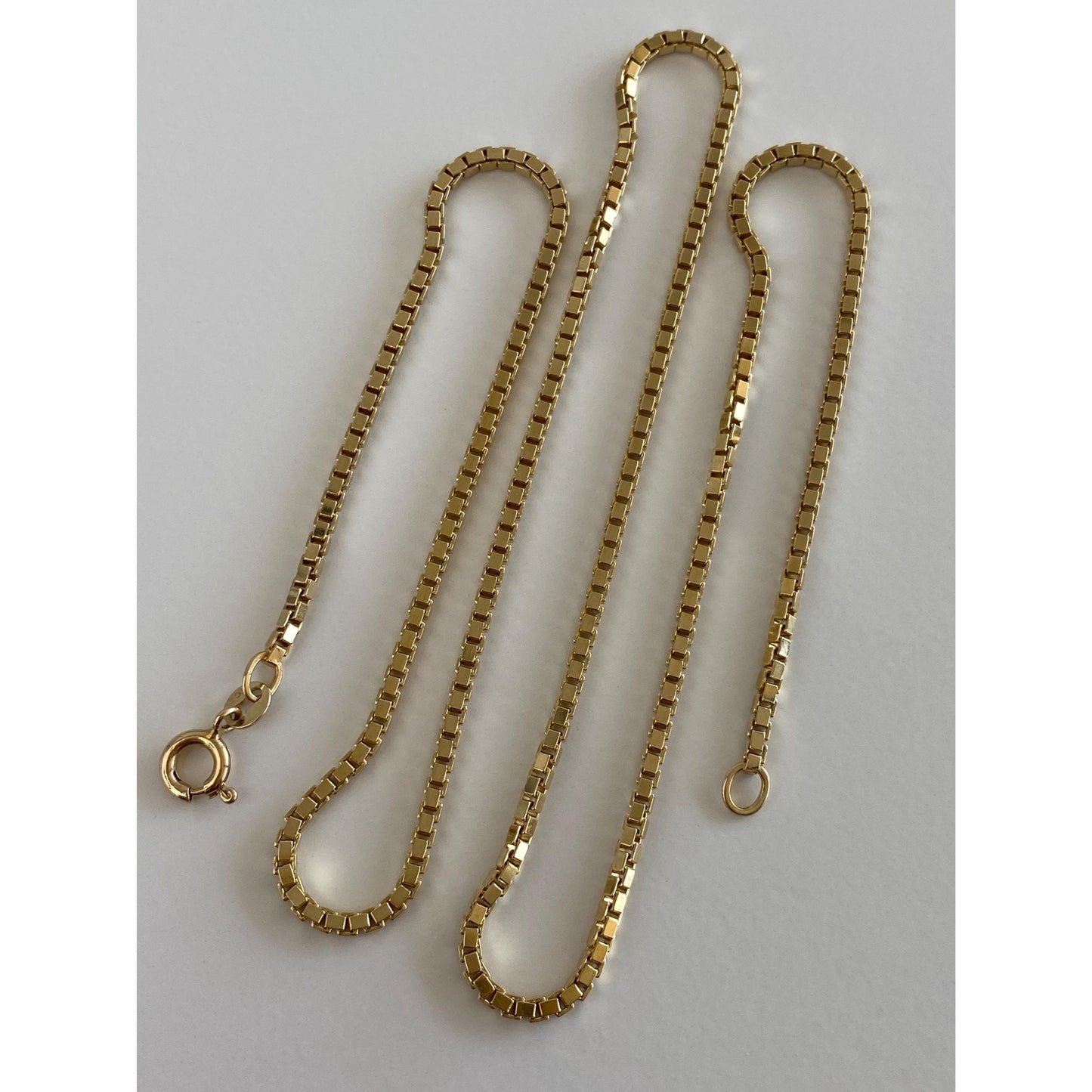 Vintage Solid 14k Yellow Gold Chunky Box Chain Necklace - 20.25 inches
