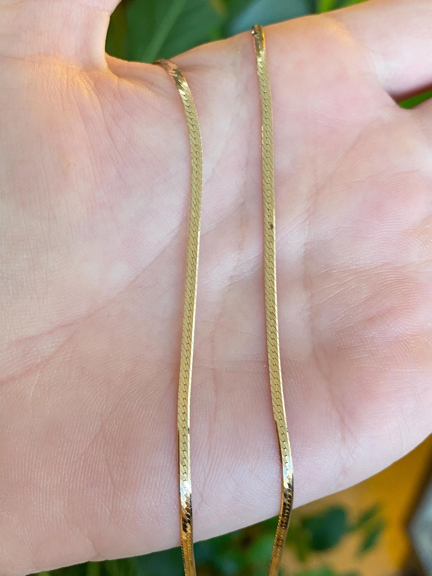 Vintage Solid 14k Yellow Gold Flat Chain Necklace - 15.75 inches