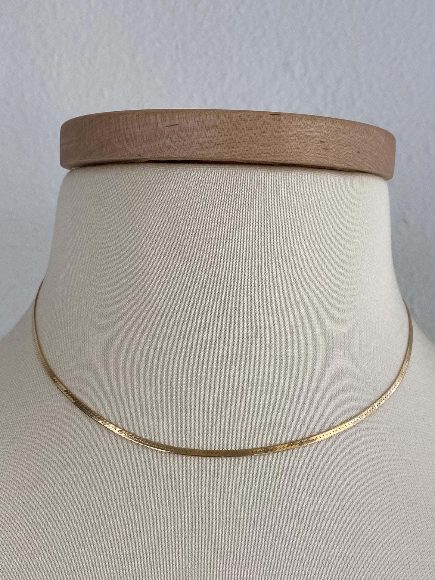 Vintage Solid 14k Yellow Gold Flat Chain Necklace - 15.75 inches