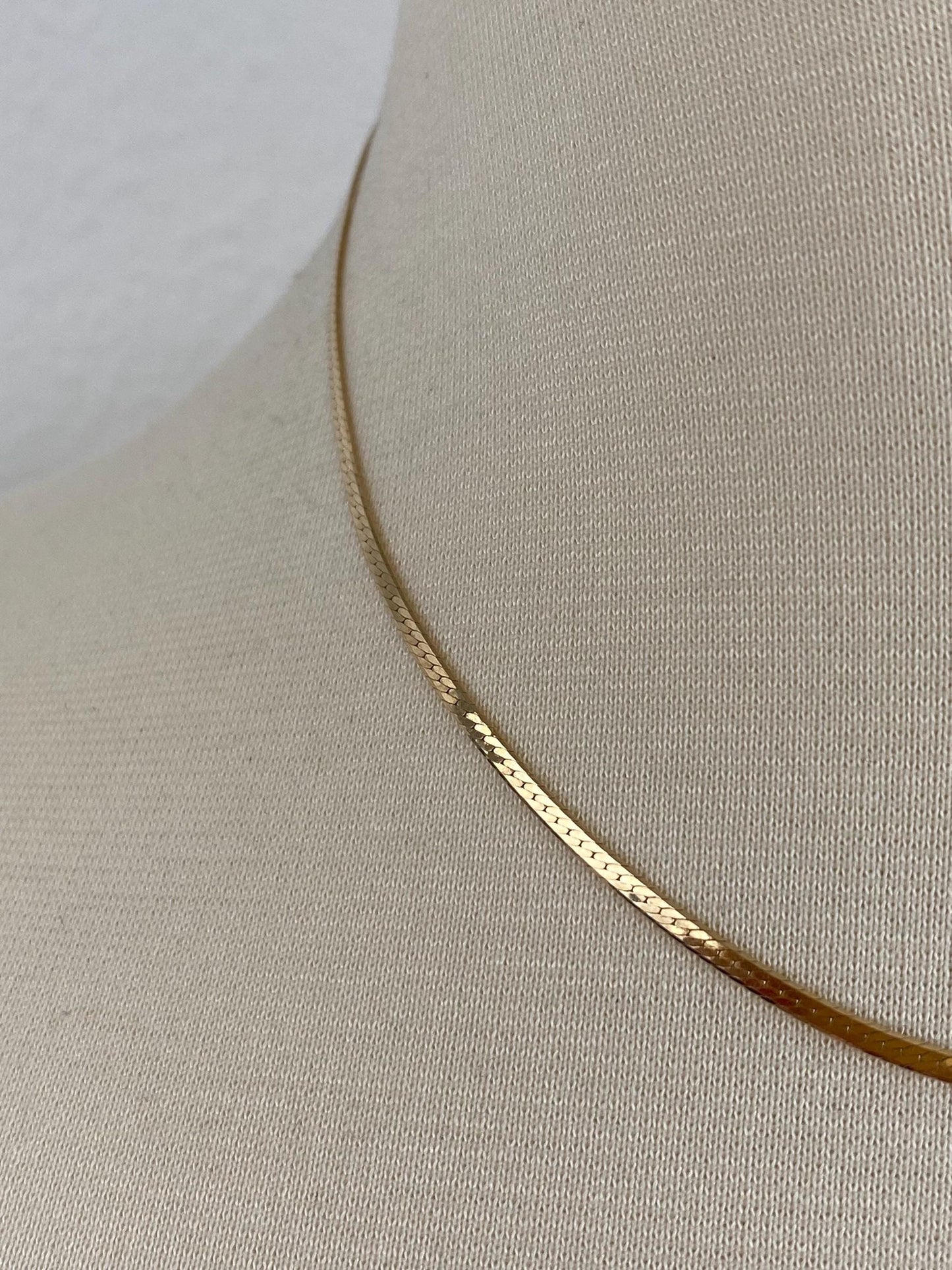 Vintage Solid 14k Yellow Gold Flat Chain Necklace - 15.75 inches