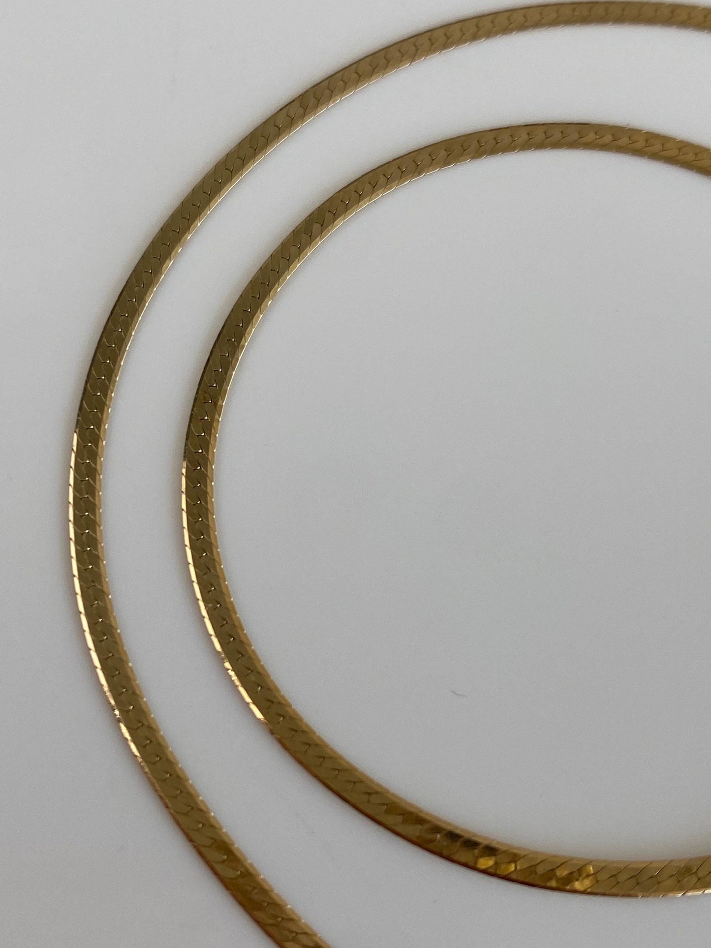 Vintage Solid 14k Yellow Gold Flat Chain Necklace - 15.75 inches