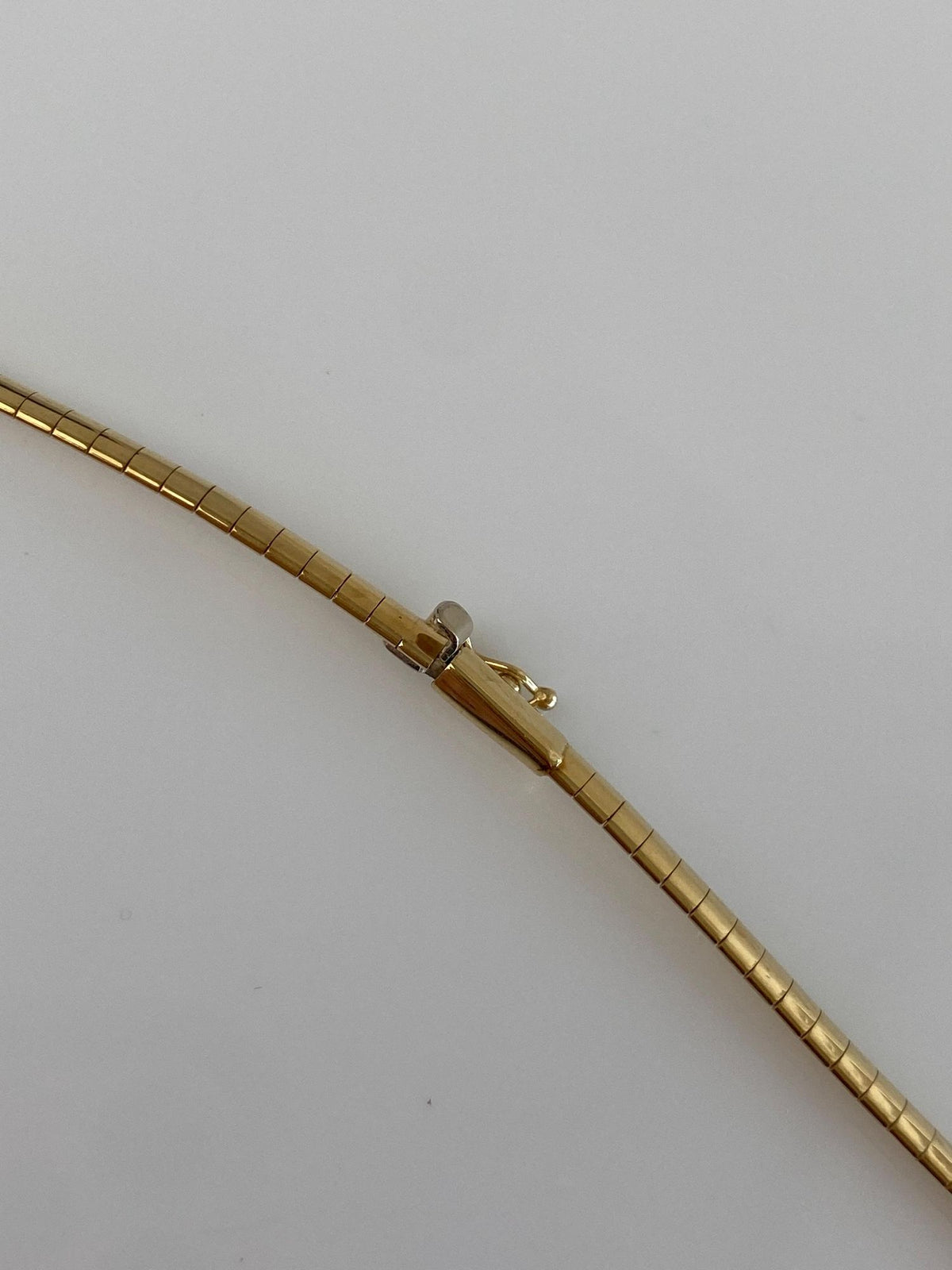 Vintage Solid 14k White & Yellow Gold Diamonds Omega Chain Necklace - 17.75 inches