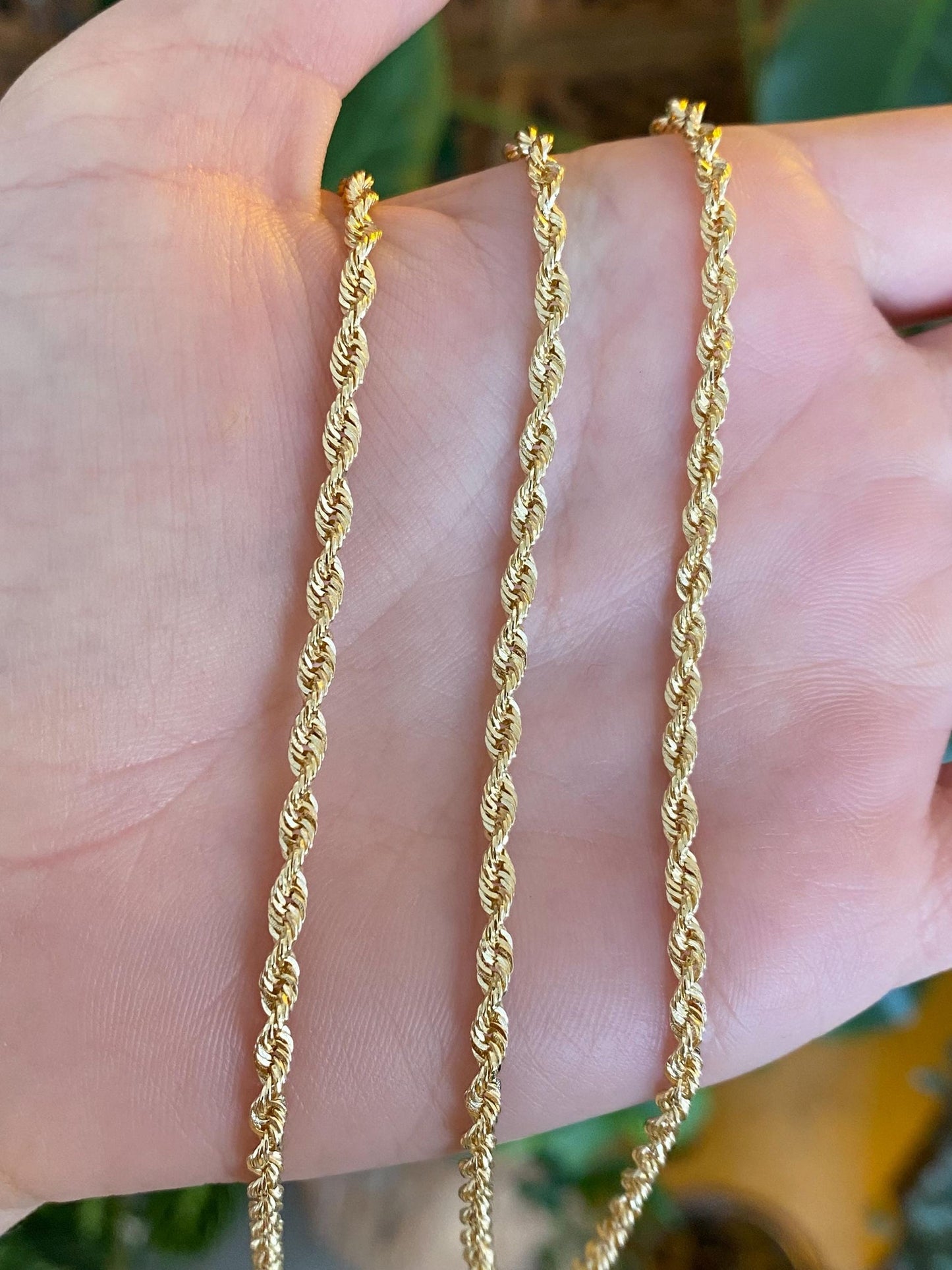 Vintage Solid 14k Yellow Gold Long Rope Chain Necklace - 30 inches