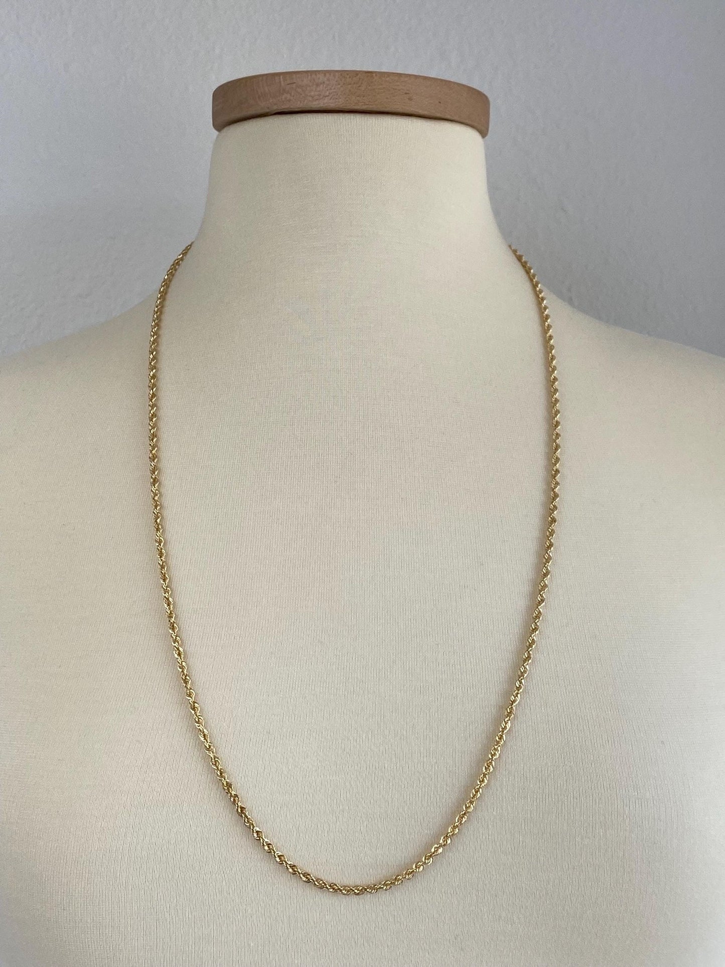 Vintage Solid 14k Yellow Gold Long Rope Chain Necklace - 30 inches