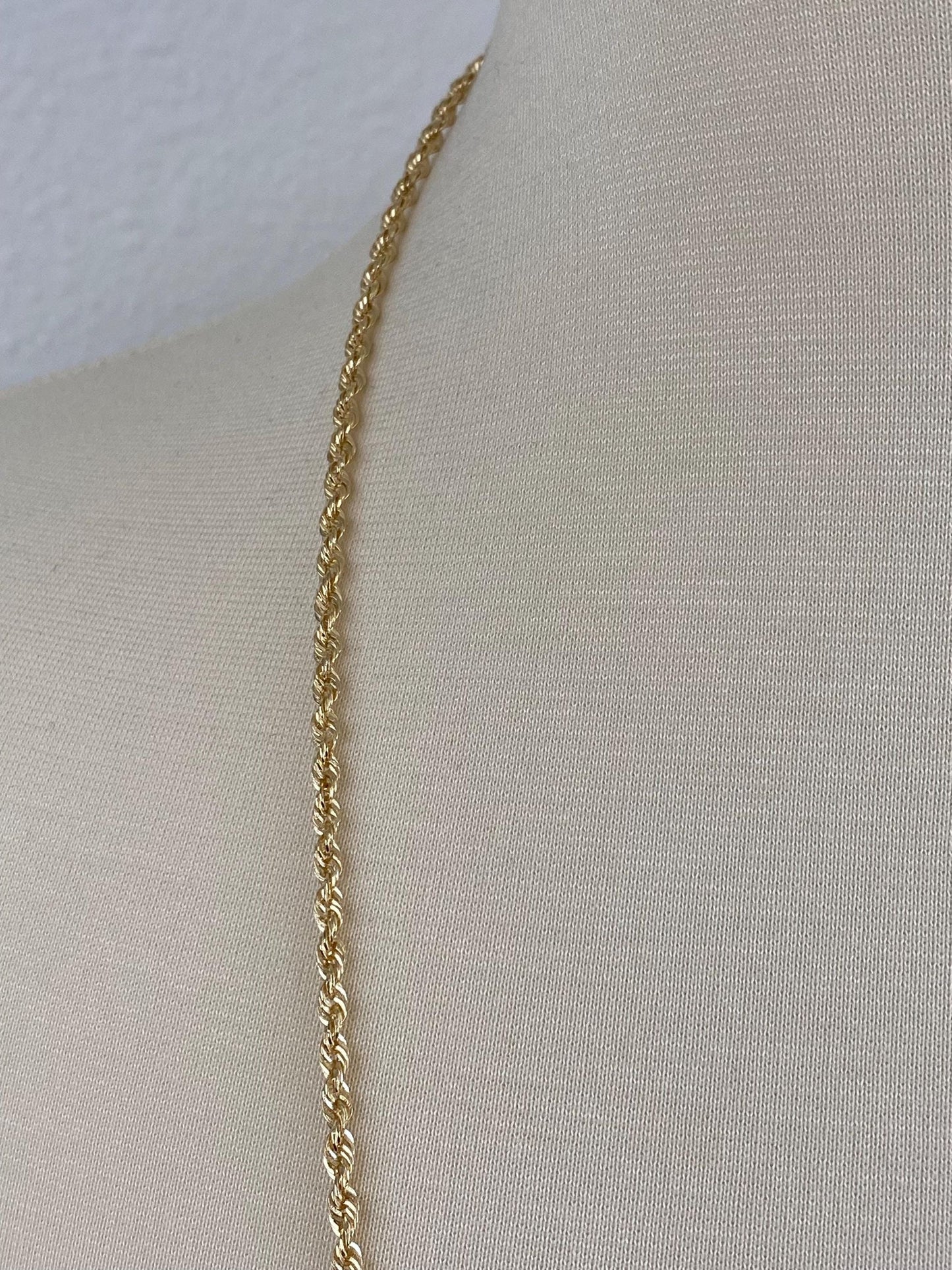 Vintage Solid 14k Yellow Gold Long Rope Chain Necklace - 30 inches