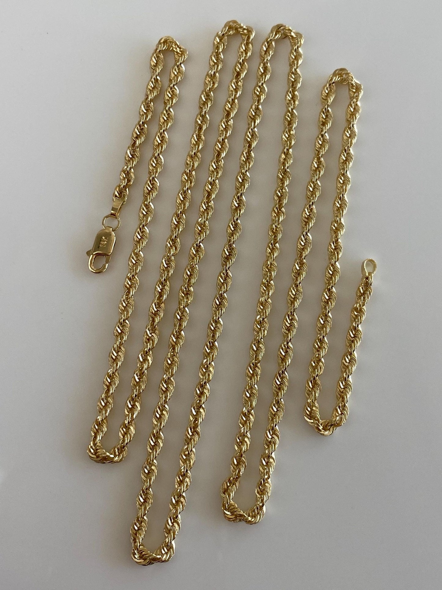Vintage Solid 14k Yellow Gold Long Rope Chain Necklace - 30 inches