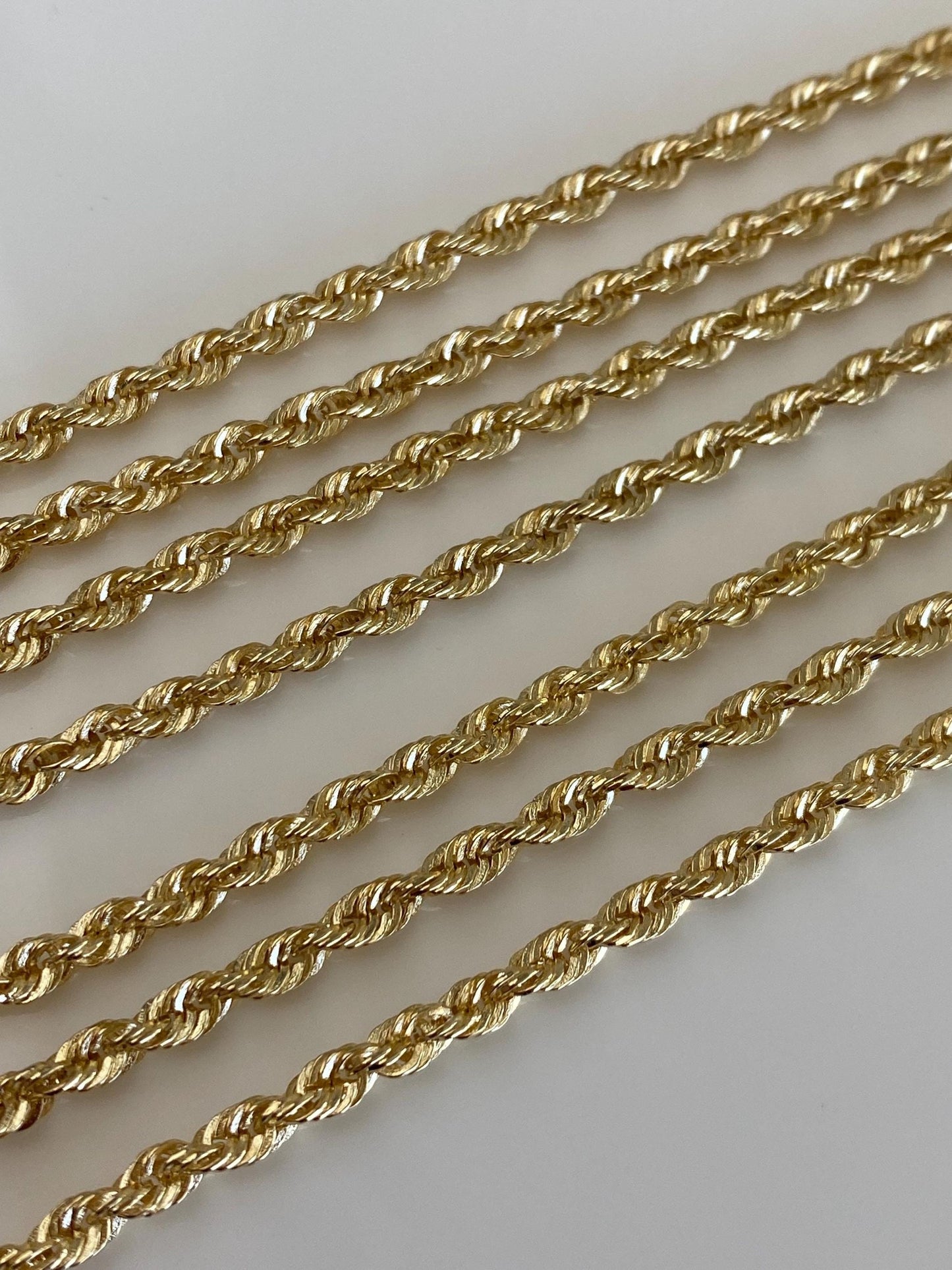 Vintage Solid 14k Yellow Gold Long Rope Chain Necklace - 30 inches