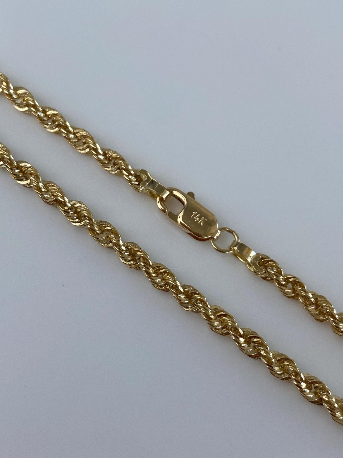 Vintage Solid 14k Yellow Gold Long Rope Chain Necklace - 30 inches