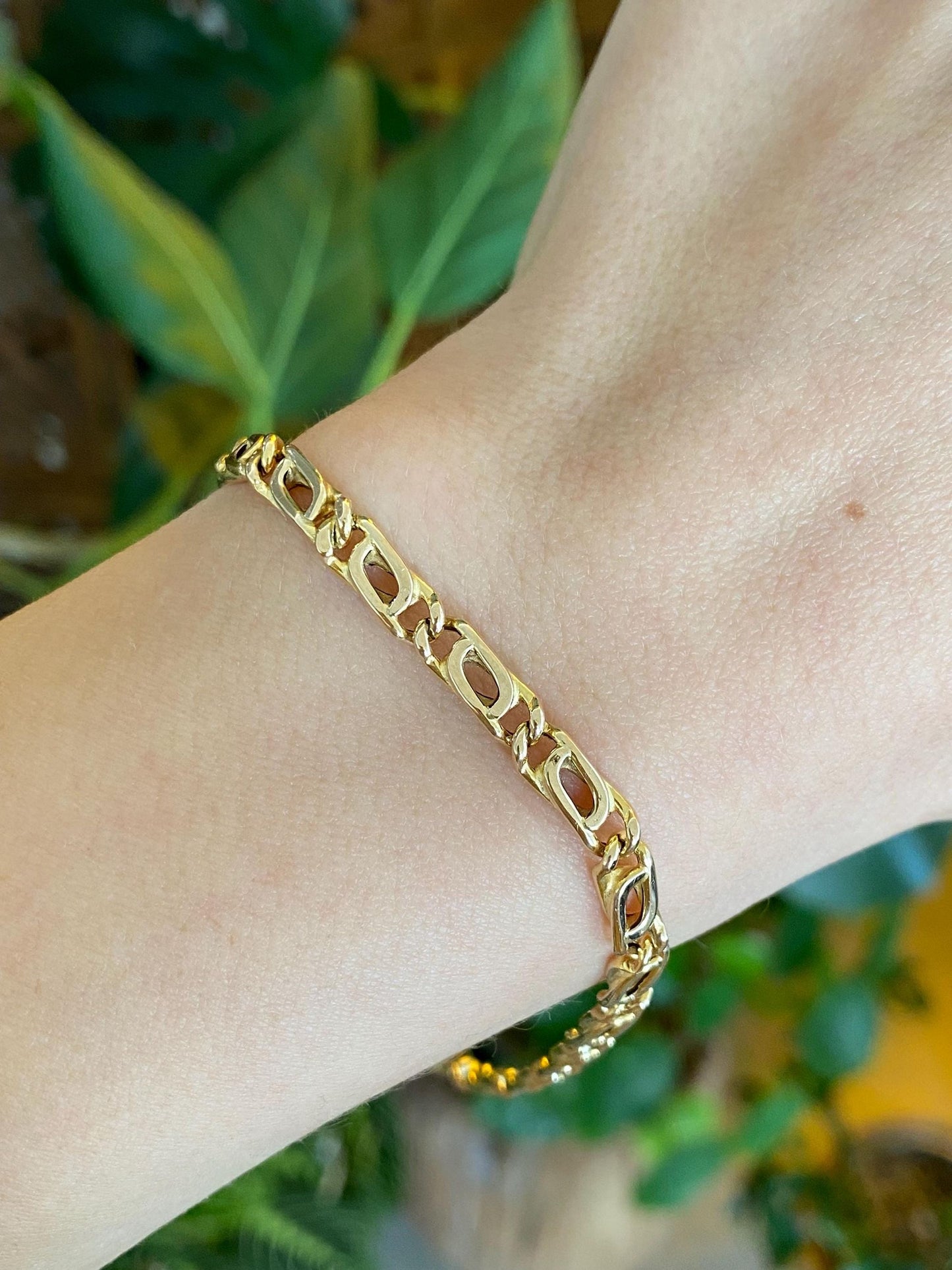 Vintage 14k Yellow Gold Fancy Link Bracelet - 8 inches