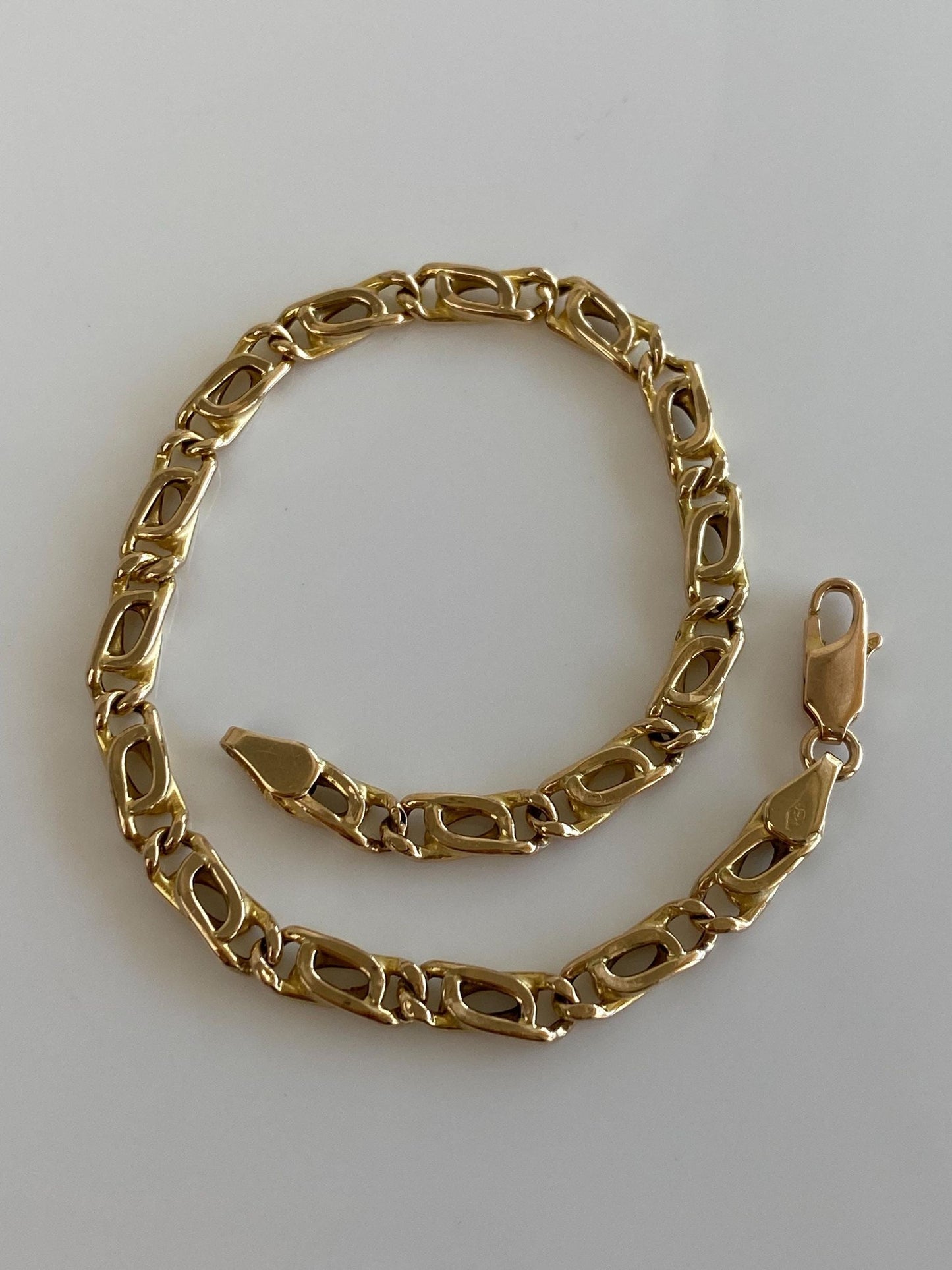 Vintage 14k Yellow Gold Fancy Link Bracelet - 8 inches