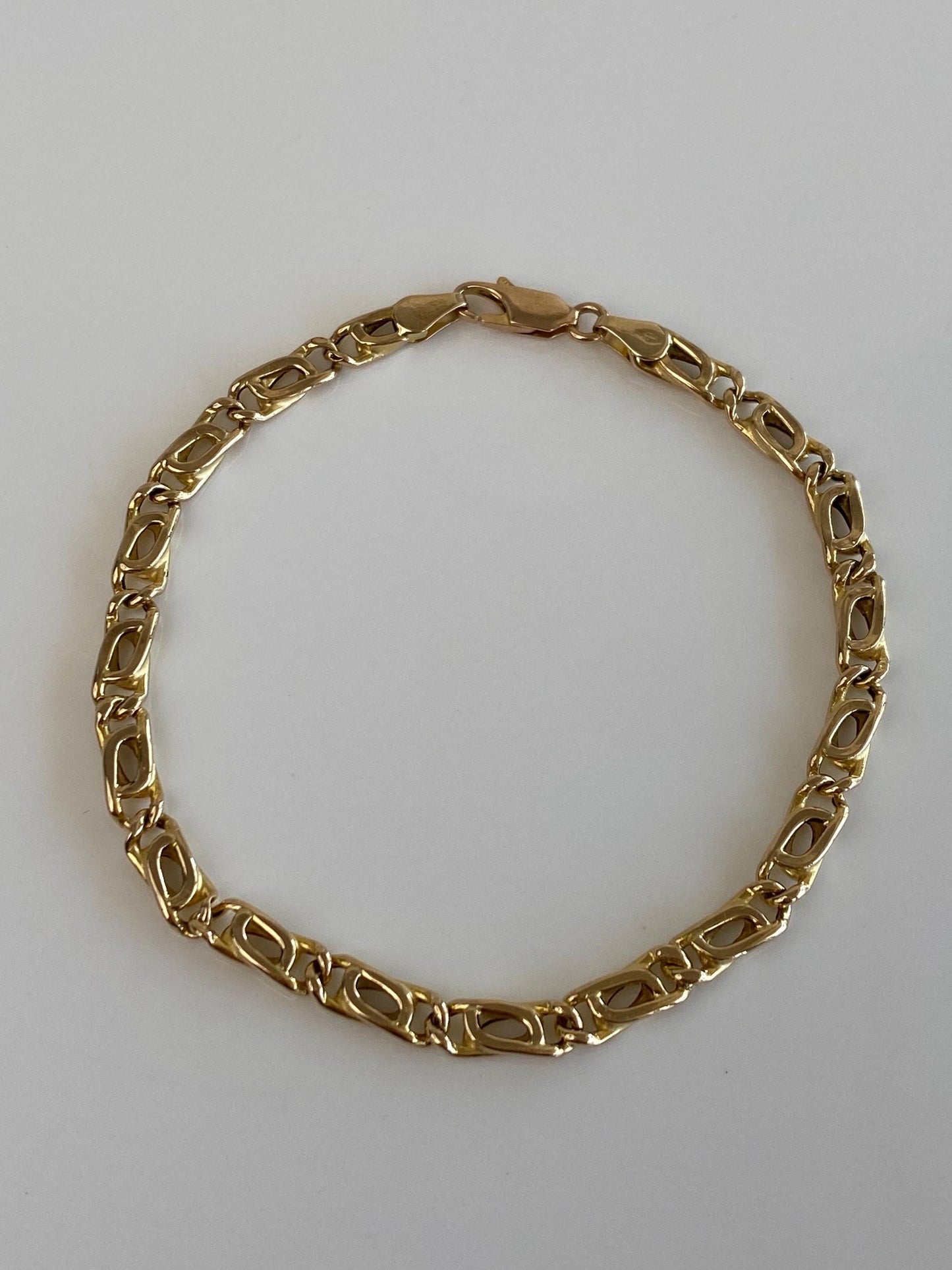 Vintage 14k Yellow Gold Fancy Link Bracelet - 8 inches