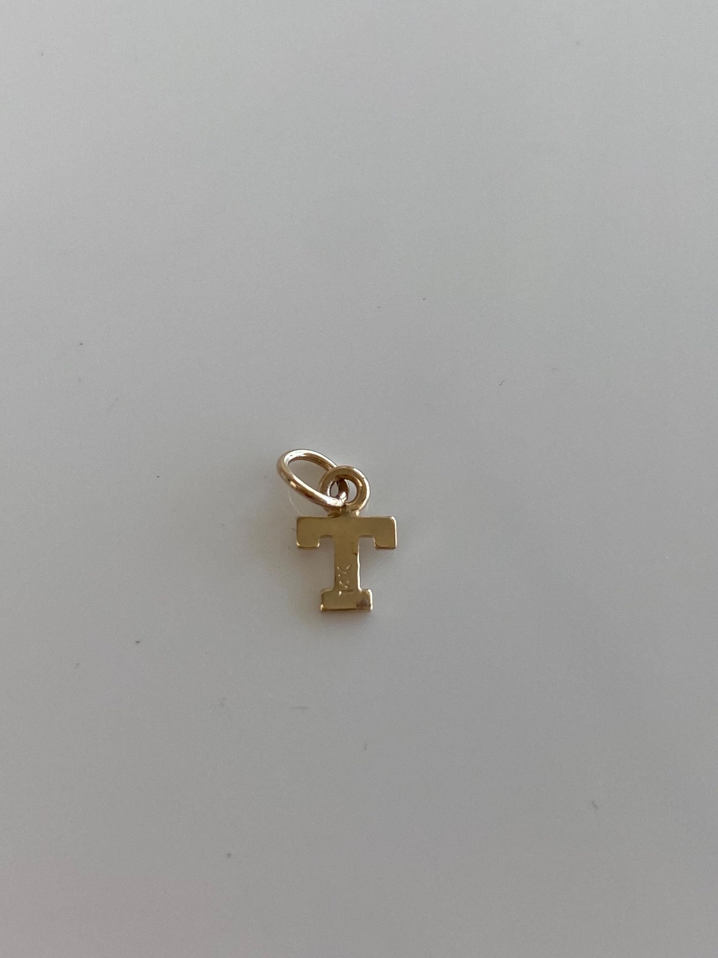 Solid 14k Yellow Gold Initial 'T' Charm