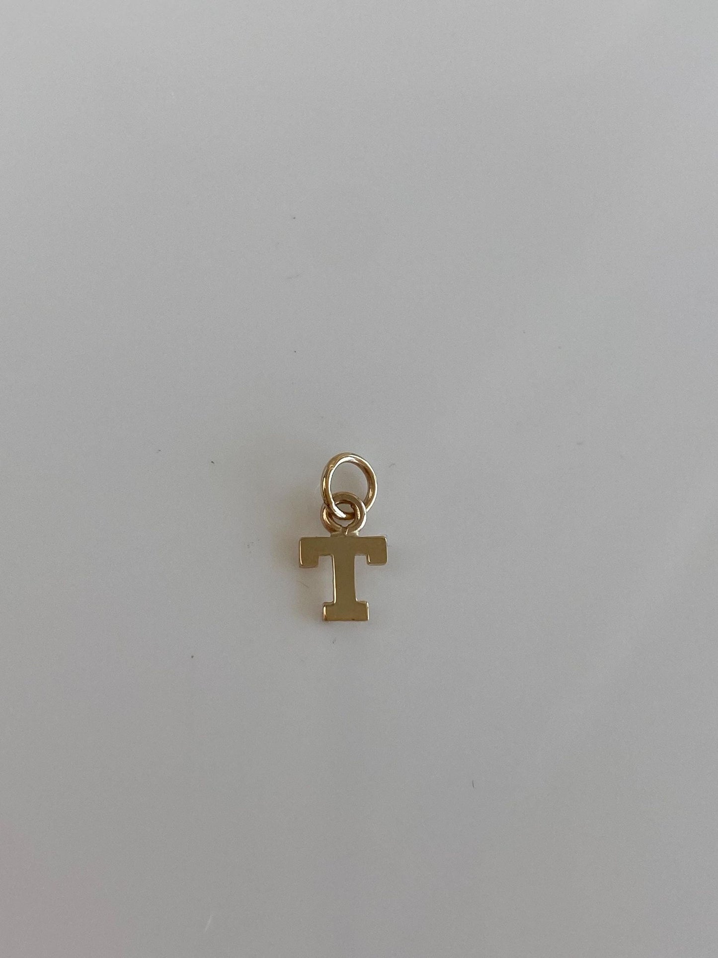 Solid 14k Yellow Gold Initial 'T' Charm
