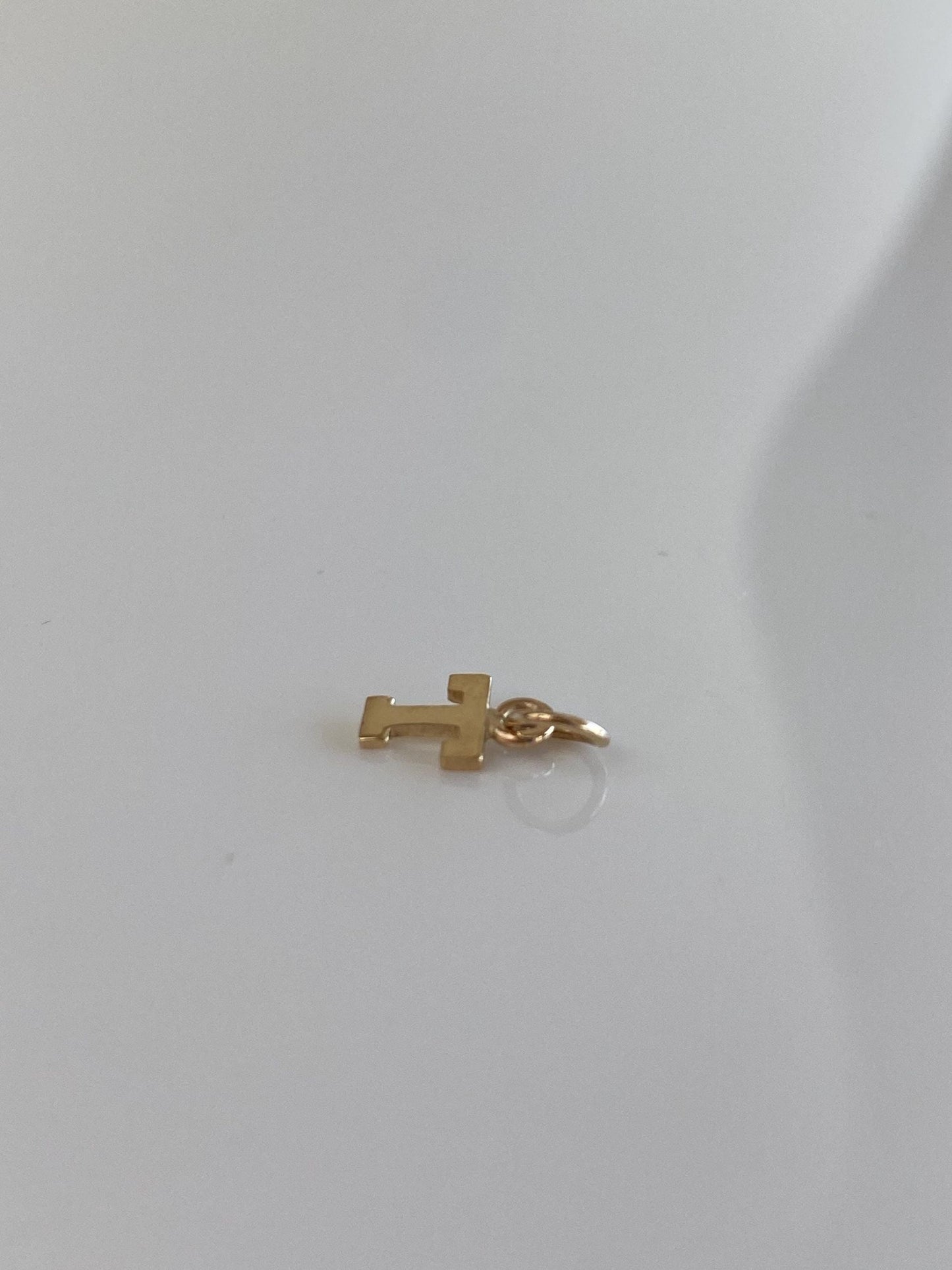 Solid 14k Yellow Gold Initial 'T' Charm