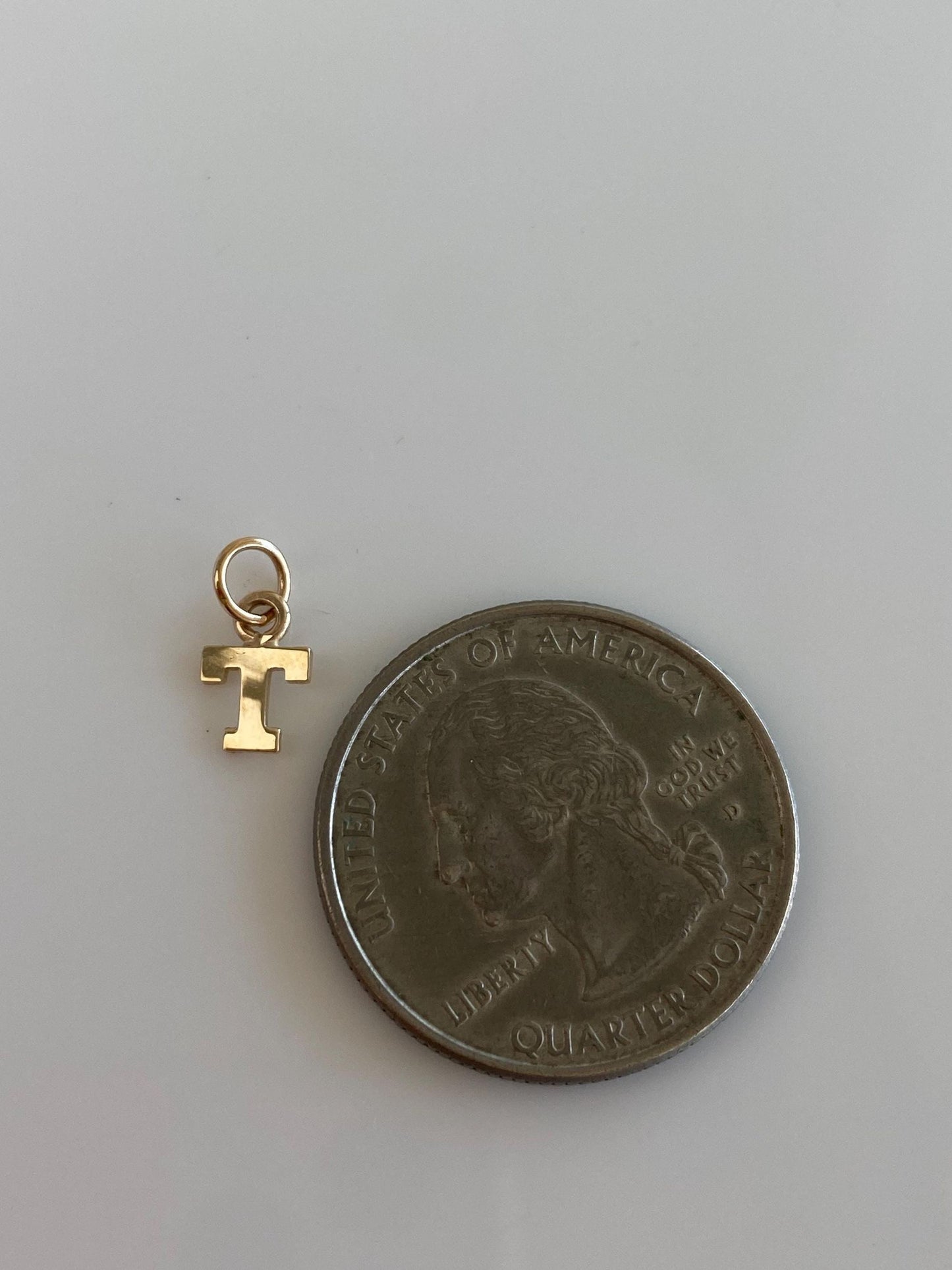 Solid 14k Yellow Gold Initial 'T' Charm