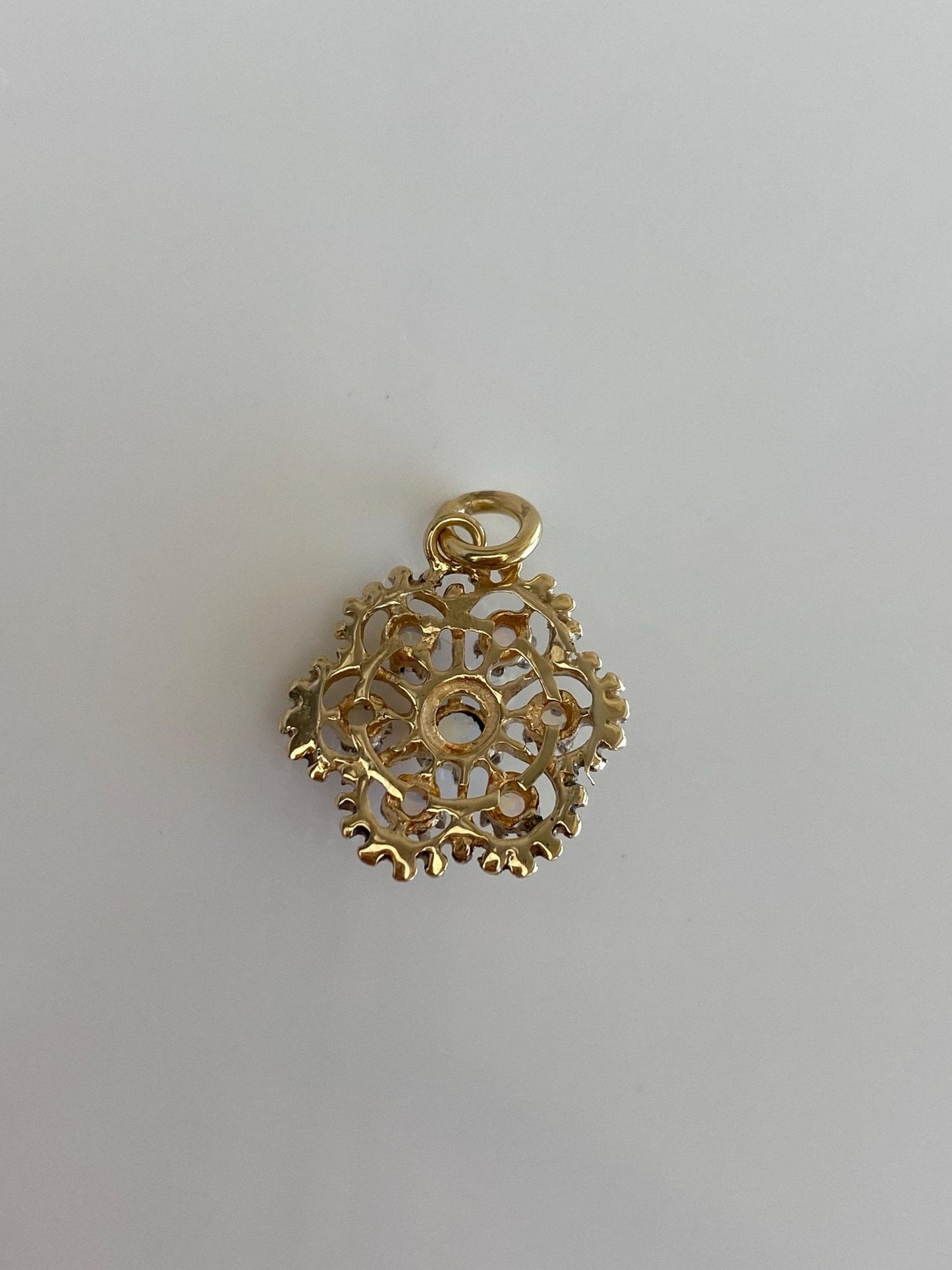 Solid 14k Yellow Gold Opal Cluster Charm