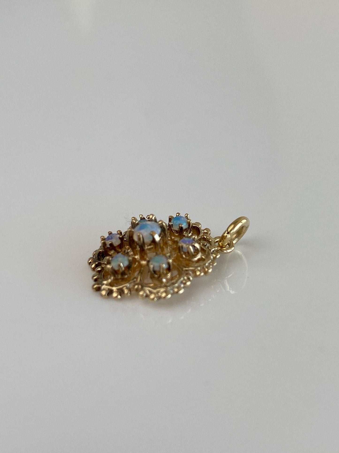 Solid 14k Yellow Gold Opal Cluster Charm