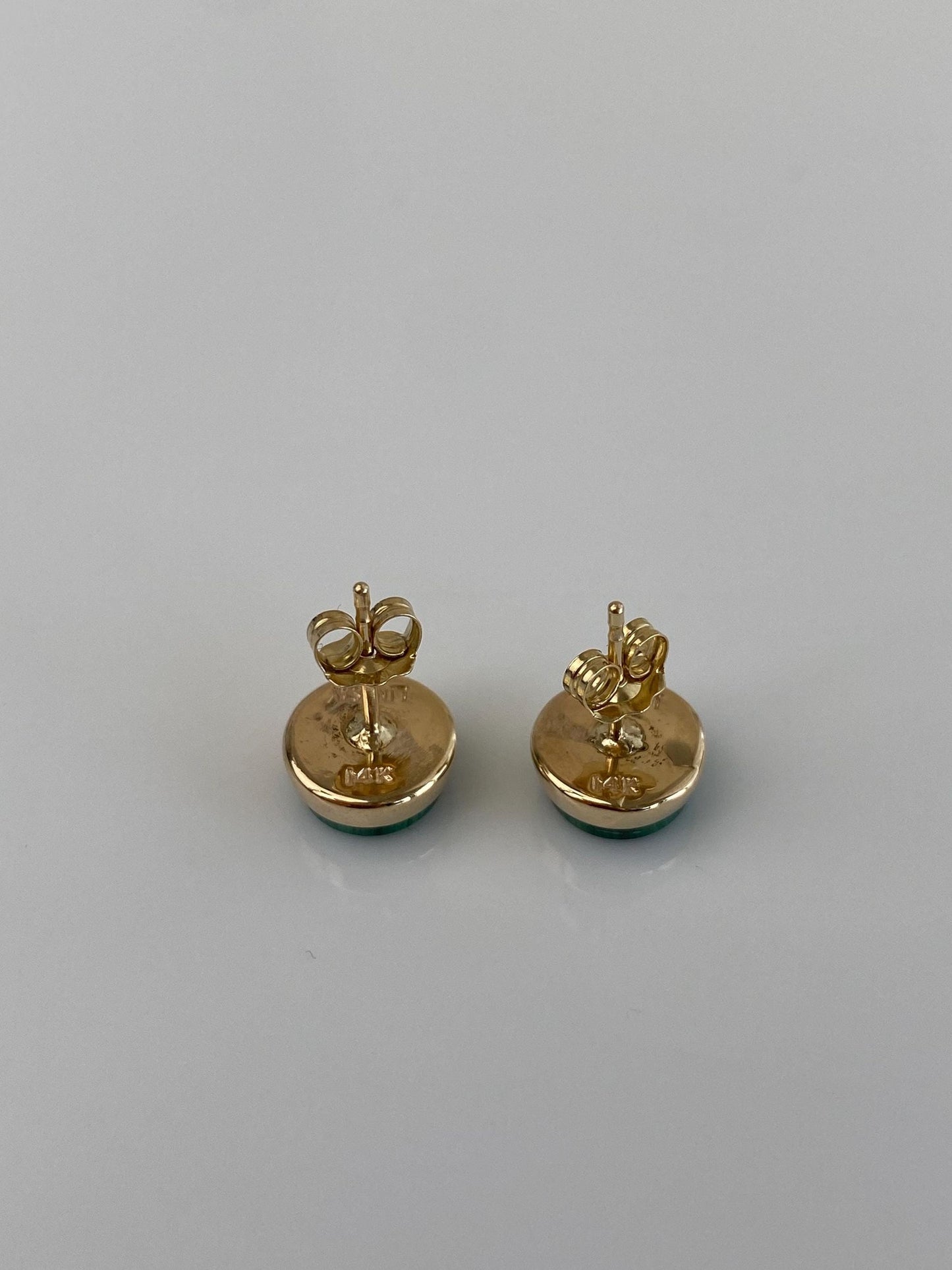 Vintage Solid 14k Yellow Gold Malachite Tie Tack Conversion Stud Earrings
