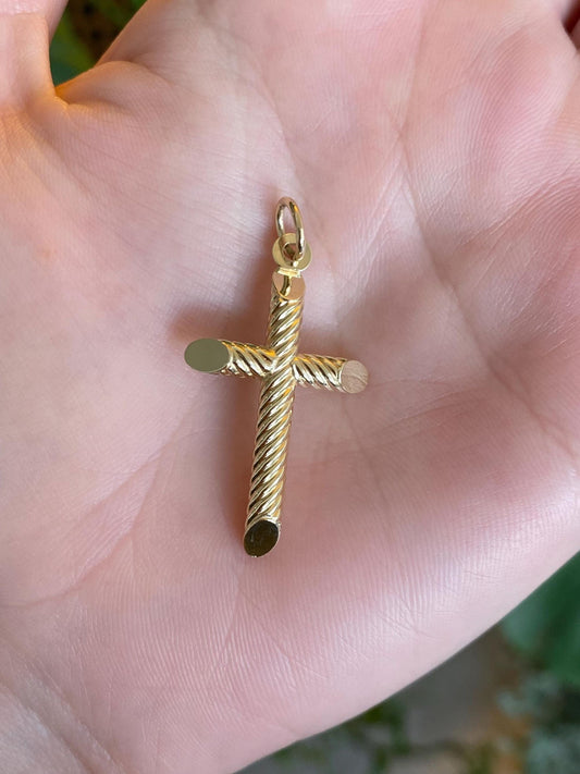Vintage 14k Yellow Gold Cross Charm