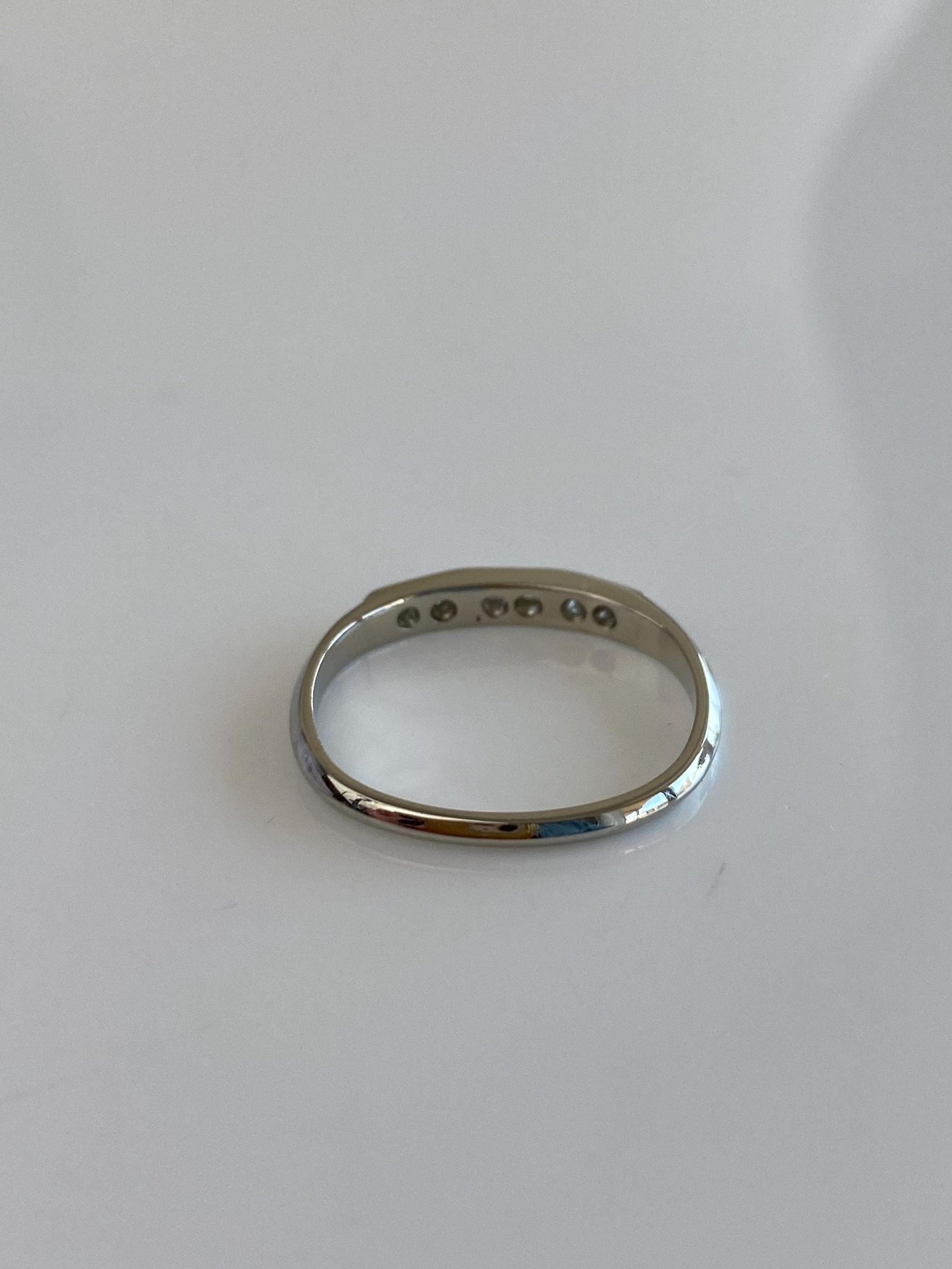Vintage Solid 14k White Gold Diamond Ring Band - Size 6