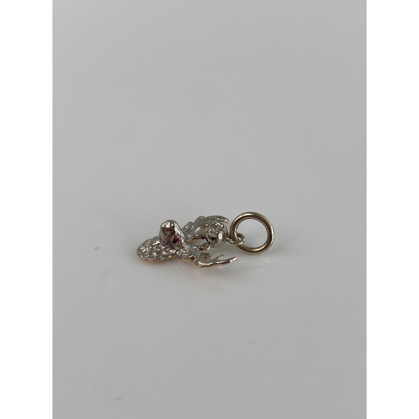 Vintage Solid 14k White Gold Diamond Elk Charm