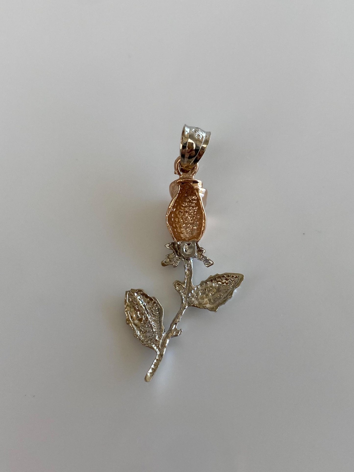 Vintage Solid 14k White & Rose Gold Rose Charm