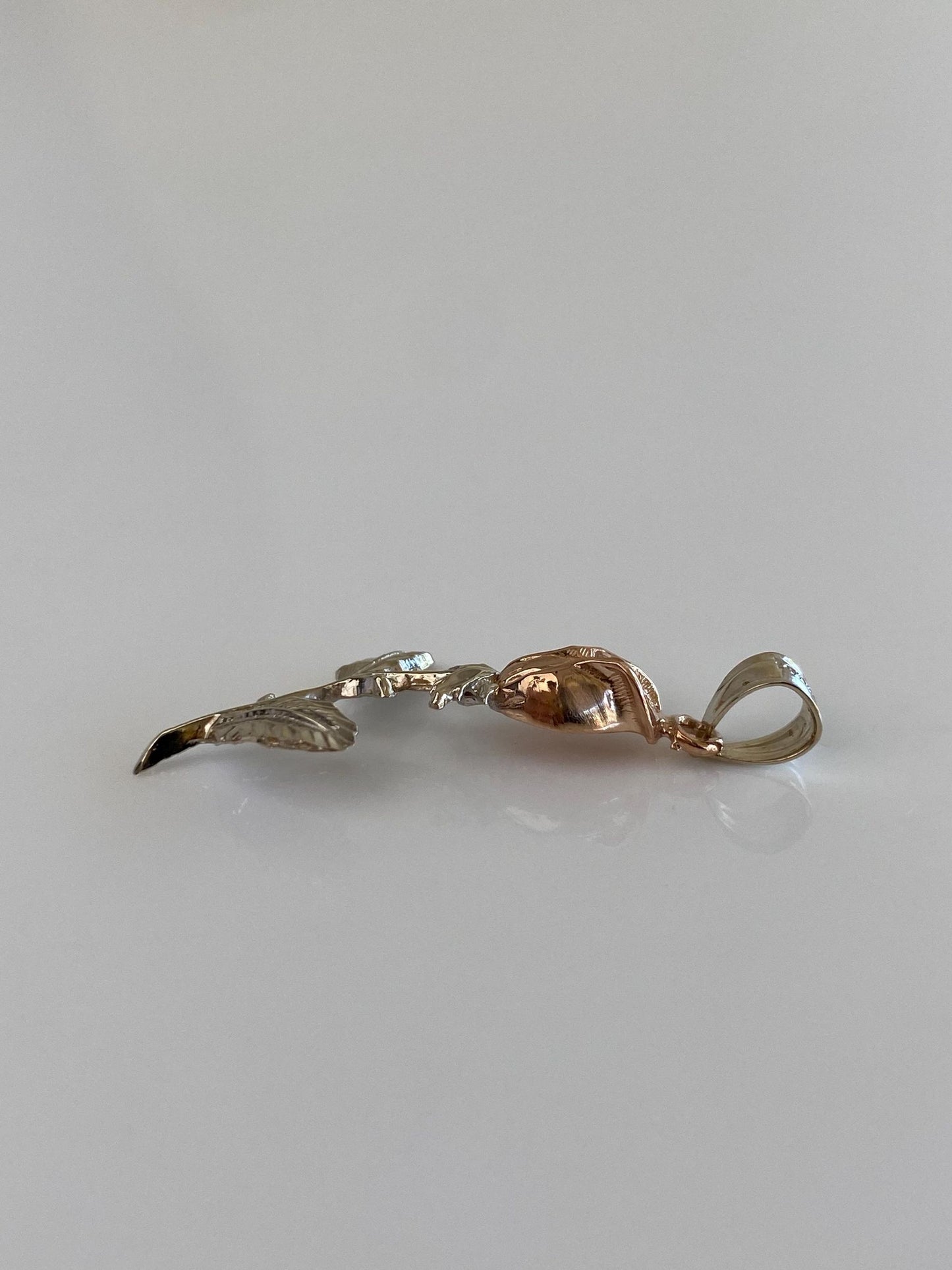 Vintage Solid 14k White & Rose Gold Rose Charm