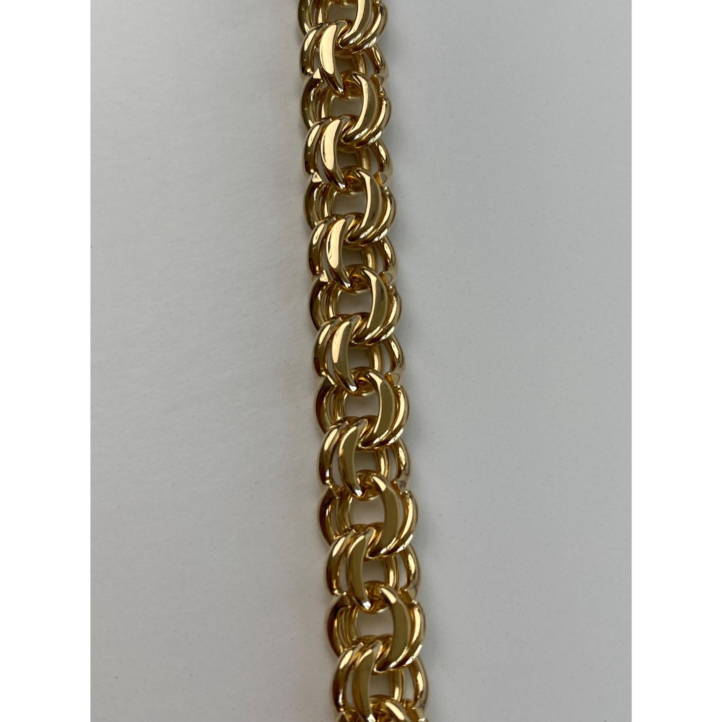 Vintage Solid 14k Yellow Gold Double Link Charm Bracelet - 7.5 inches