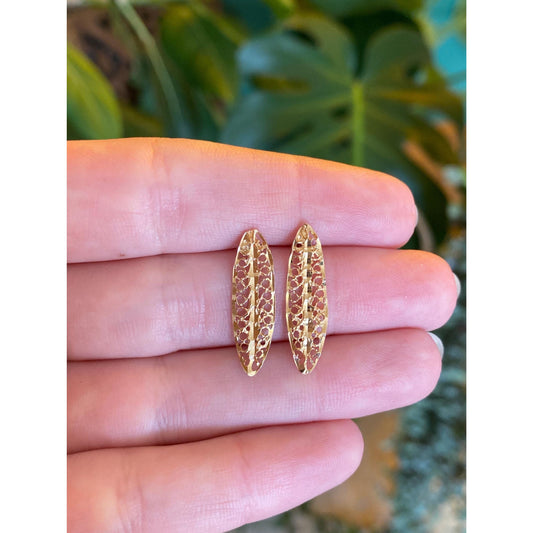 Vintage Solid 14k Yellow Gold Diamond Cut Drop Earrings