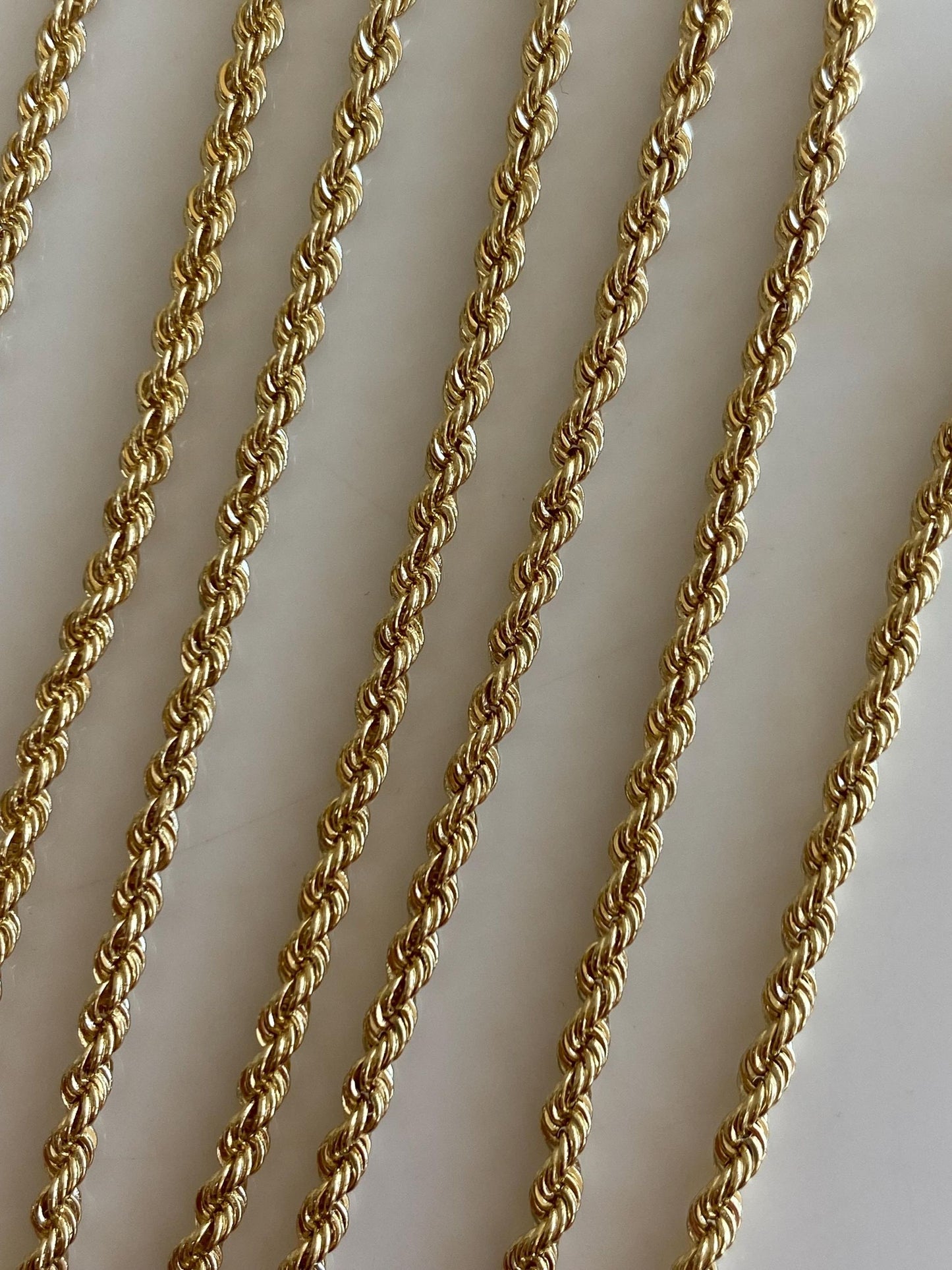 Vintage Solid 14k Yellow Gold Slim Rope Chain Necklace - 20 inches