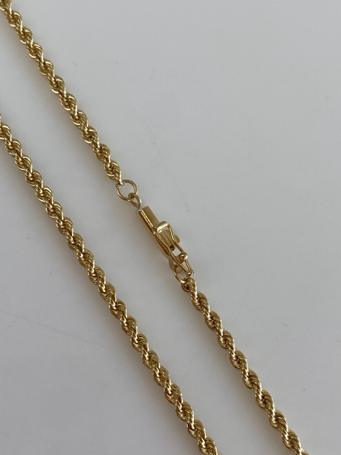 Vintage Solid 14k Yellow Gold Slim Rope Chain Necklace - 20 inches