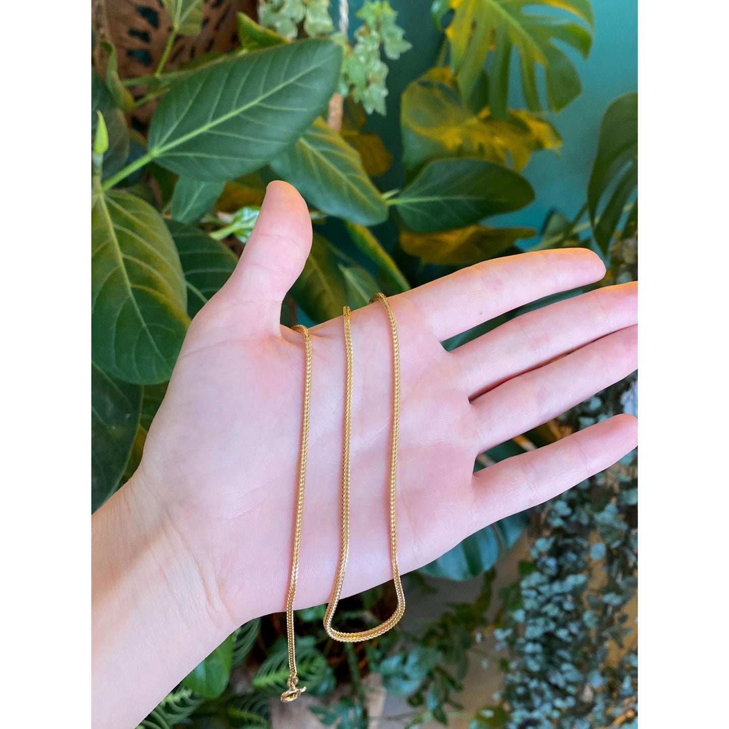 Solid 18k Yellow Gold Wheat Chain Necklace - 20 inches