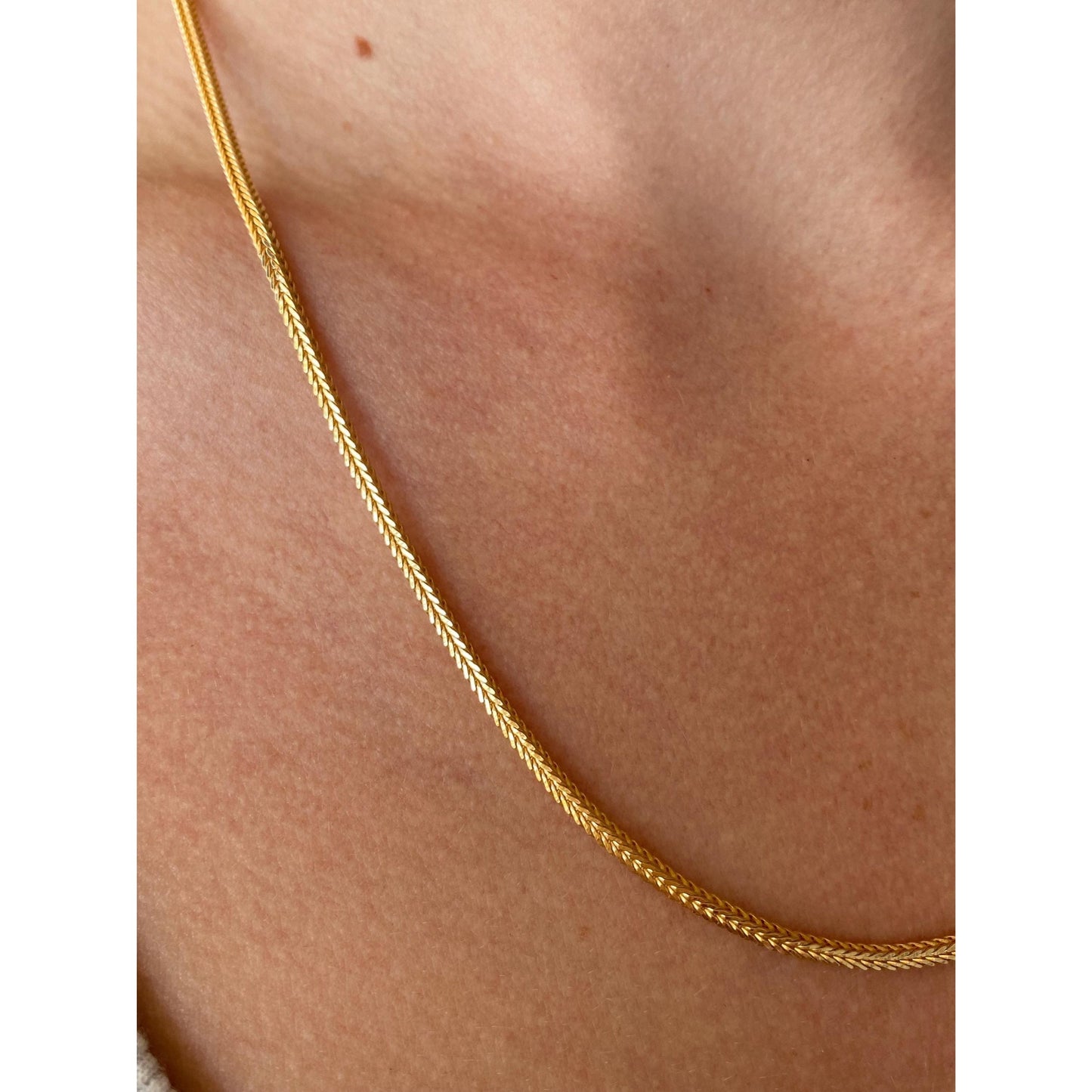 Solid 18k Yellow Gold Wheat Chain Necklace - 20 inches